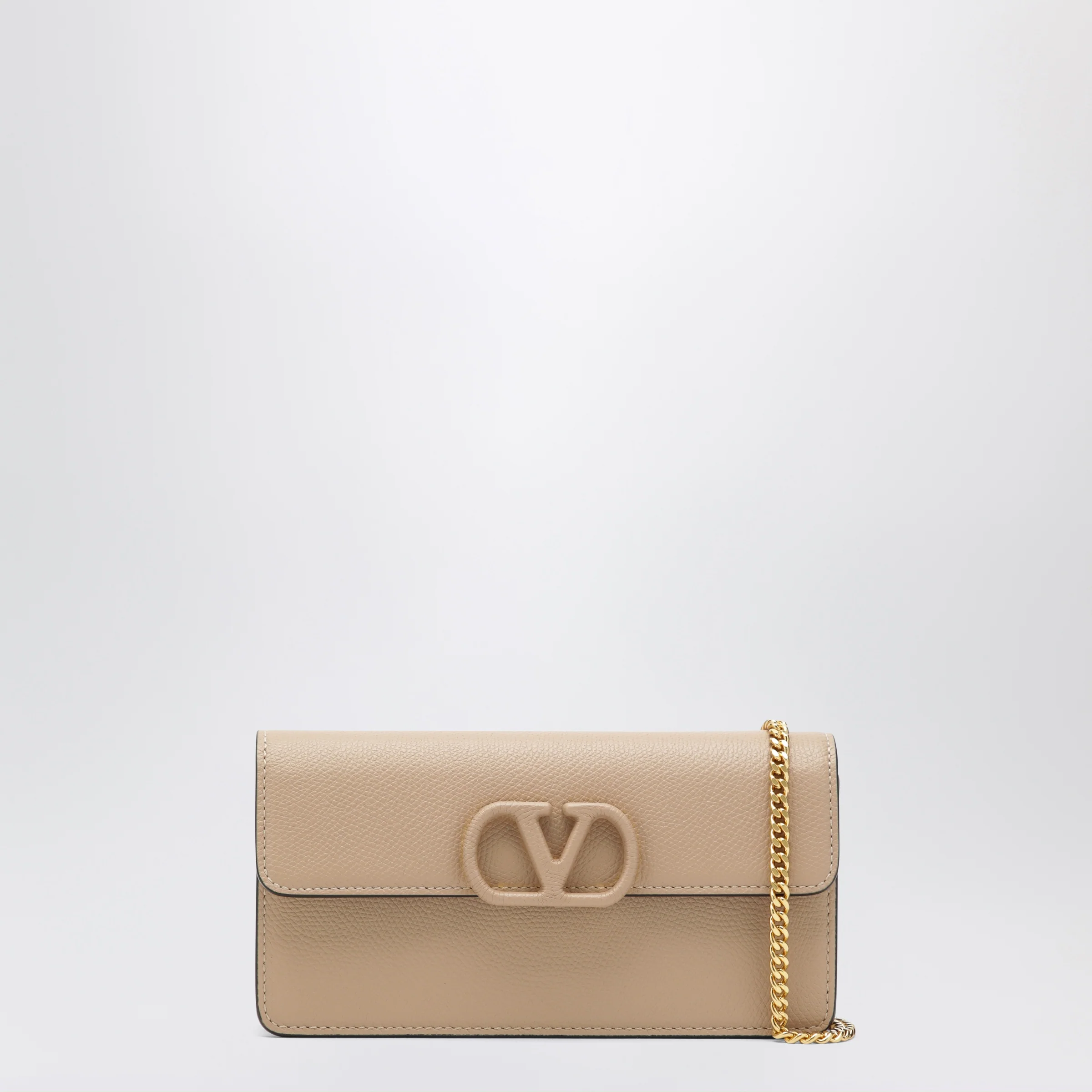 Valentino Garavani Sand pink leather Vlogo Signature wallet with chain