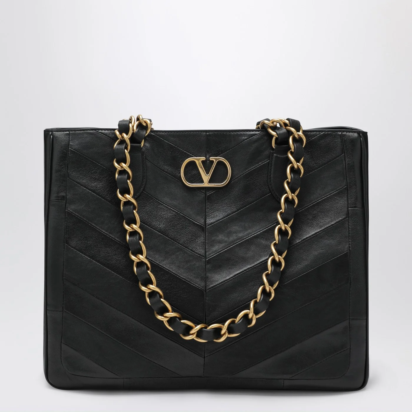 Valentino Garavani Black Laseine Shopping Bag