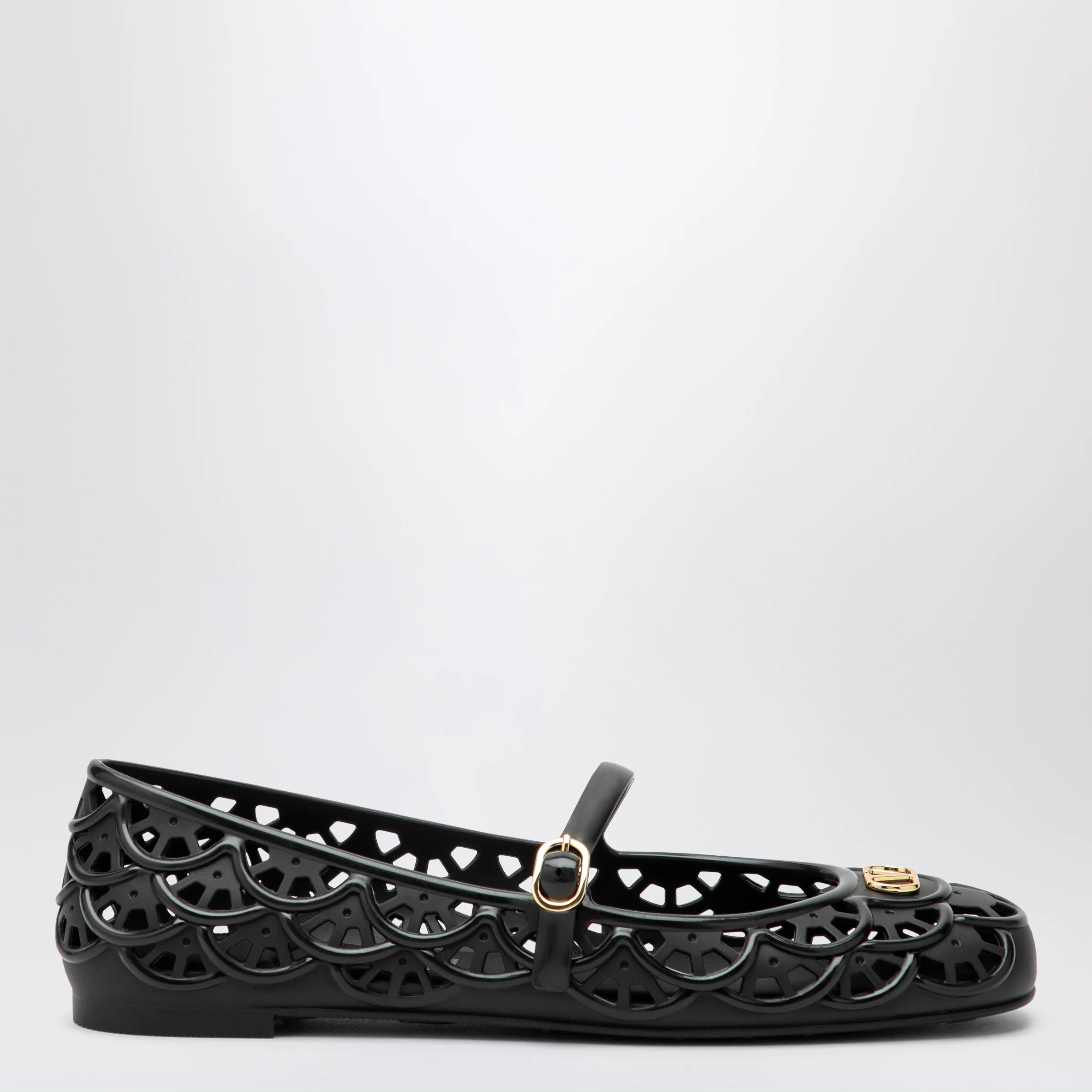 Valentino Garavani Black VLogo Signature rubber ballet flats
