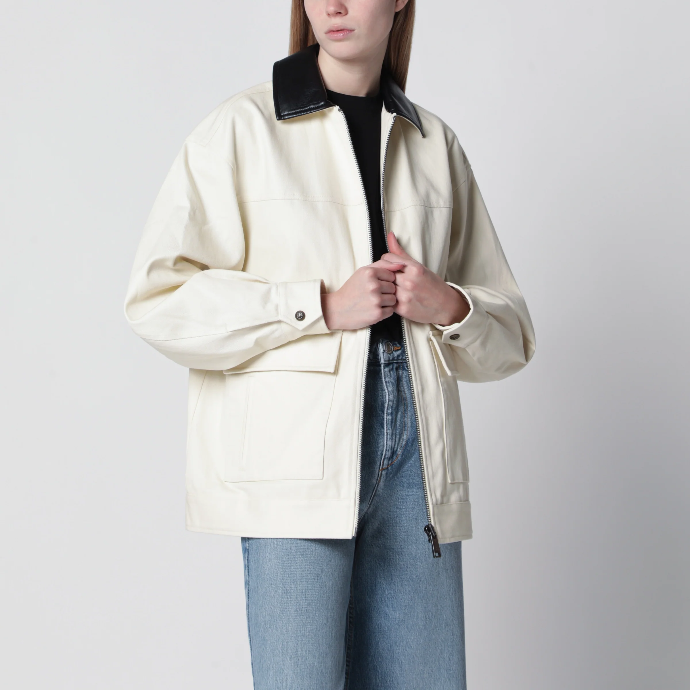 ANINE BING Holden zip jacket in cotton, white