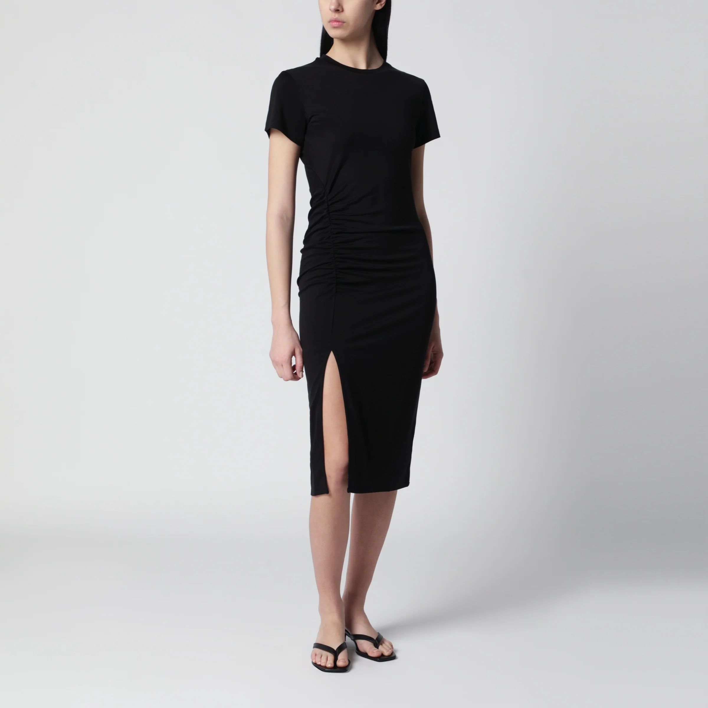 ANINE BING Vida midi dress in stretch jersey black