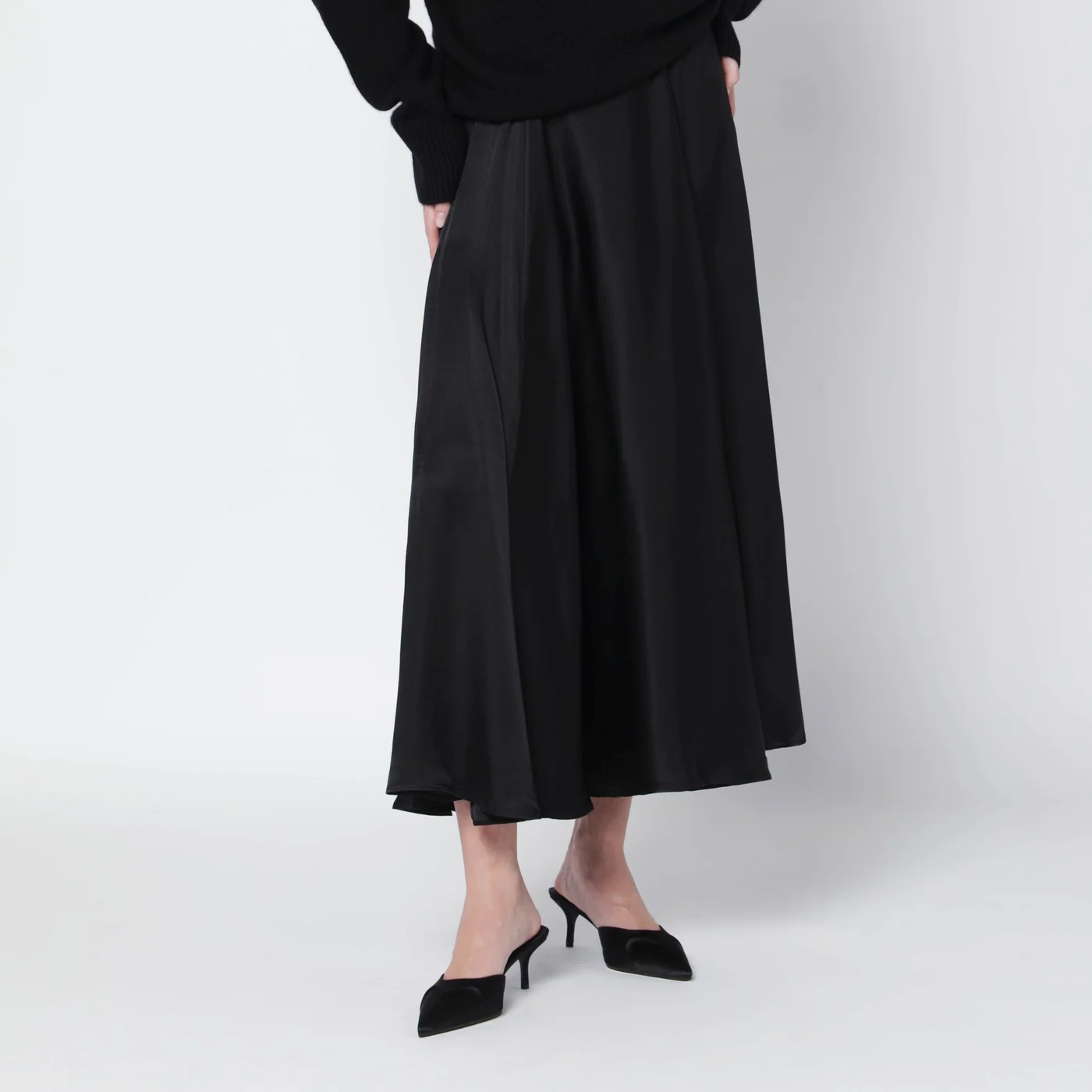 ANINE BING Black Christina silk-blend midi skirt