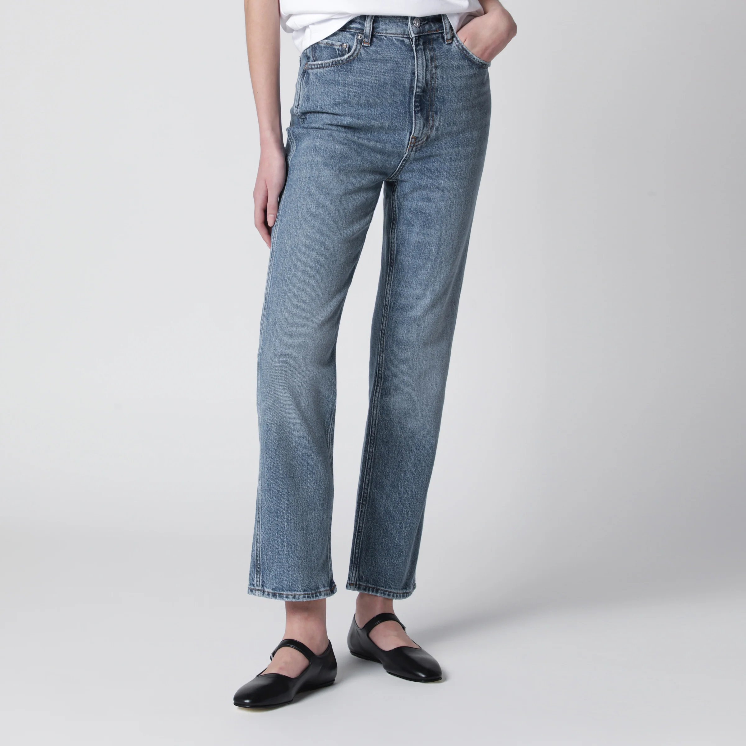 ANINE BING High-rise jeans in light-wash cotton denim