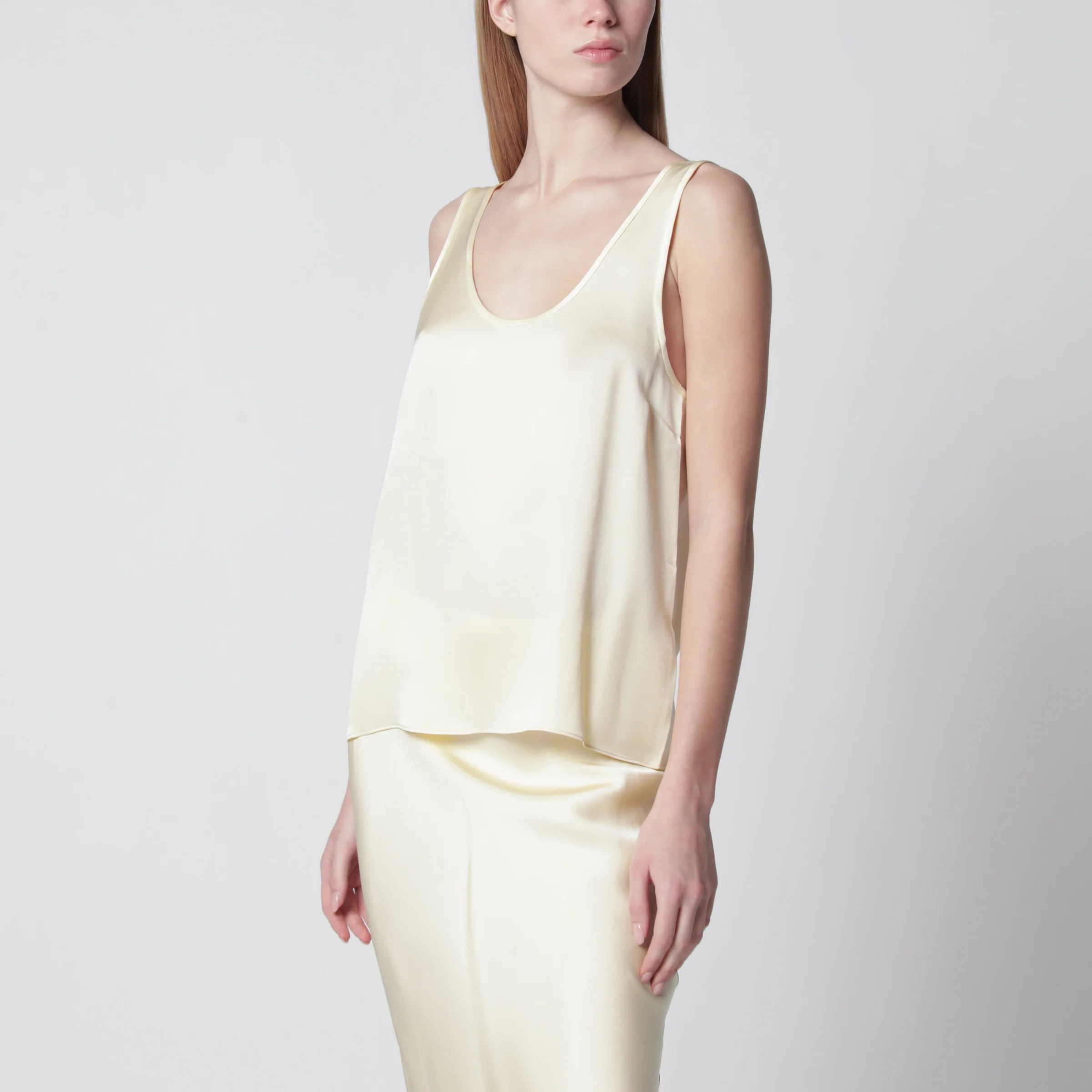ANINE BING Lea top in butter-colored silk
