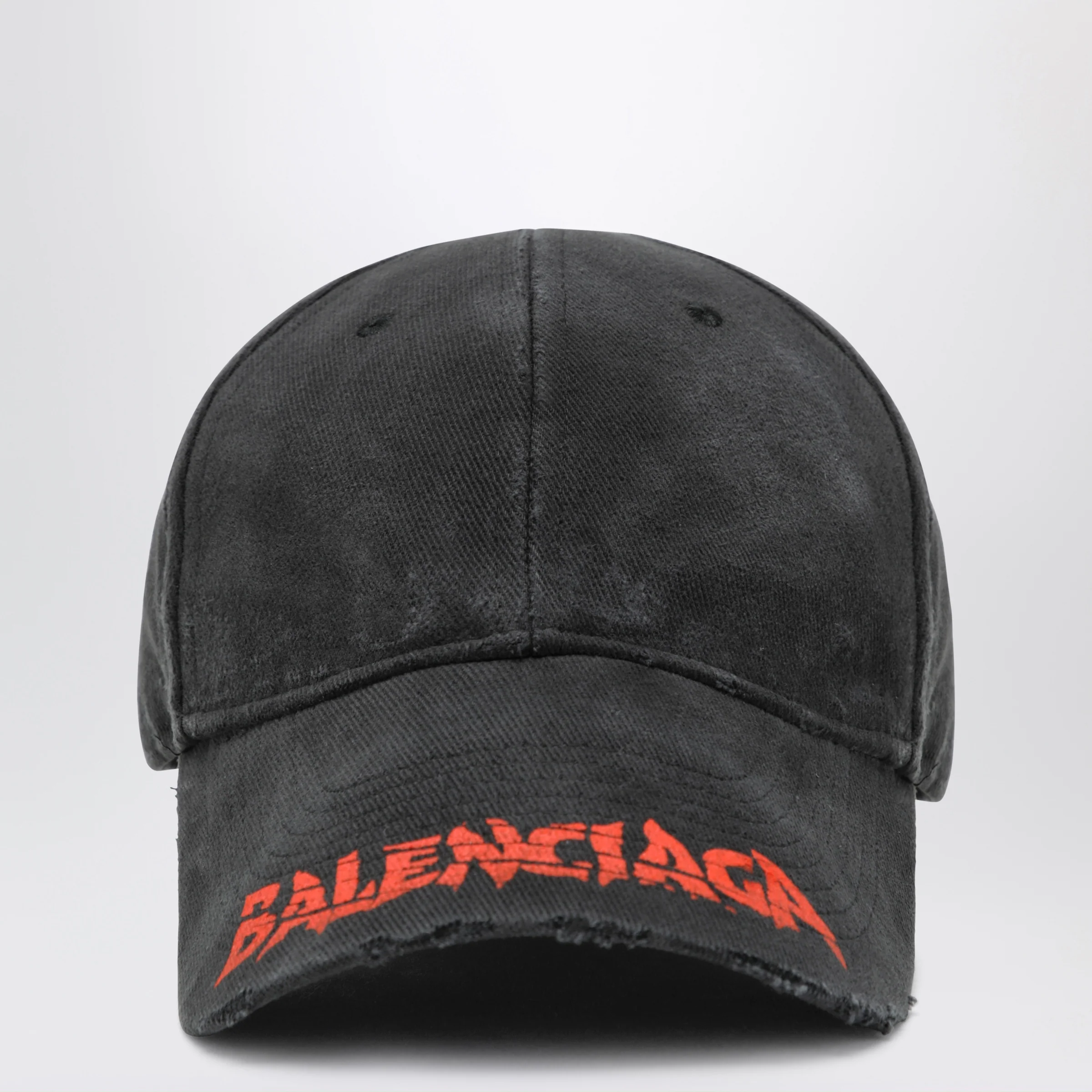 Balenciaga Black cotton drill baseball cap with logo