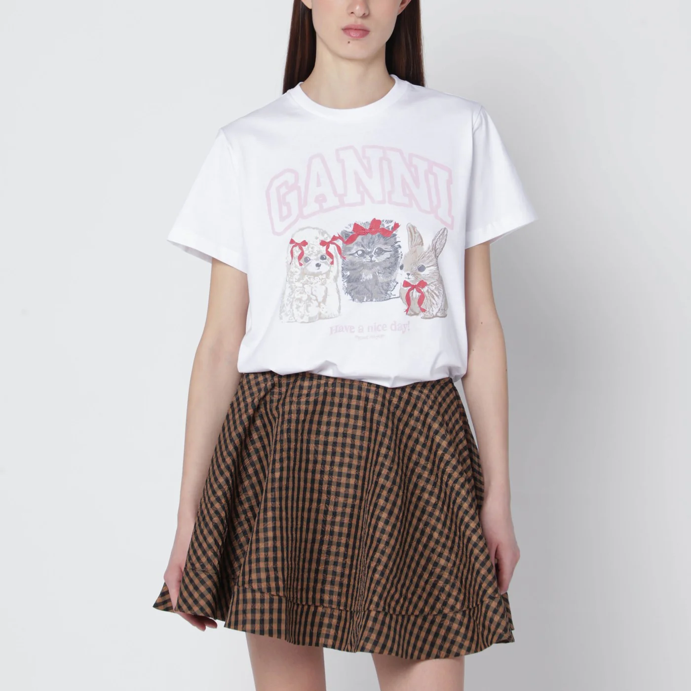 GANNI White T-shirt with logo print