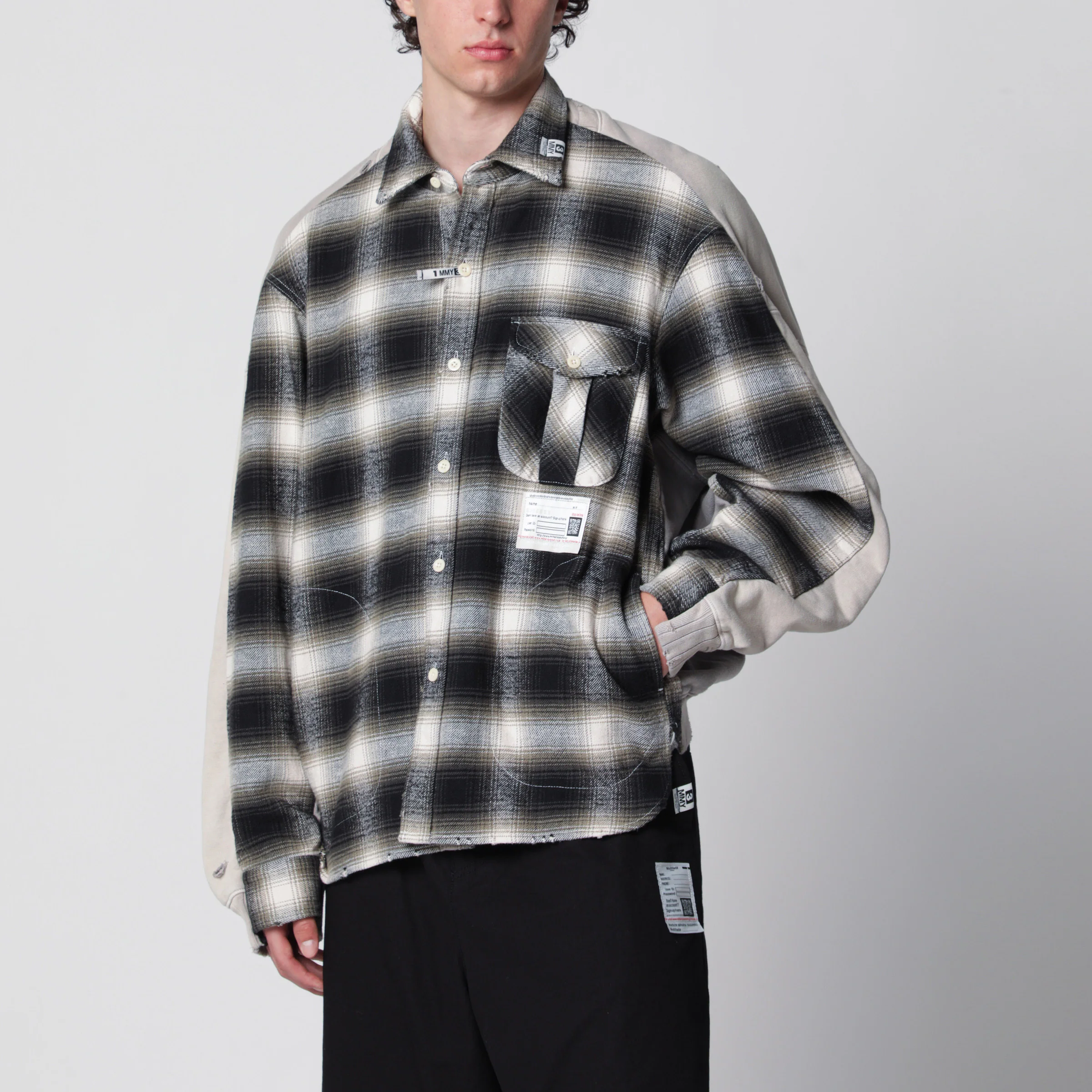 Maison MIHARA YASUHIRO Reversible shirt jacket in black/white French terry