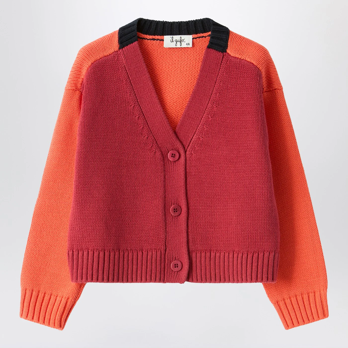 Il Gufo Color-block organic cotton cardigan