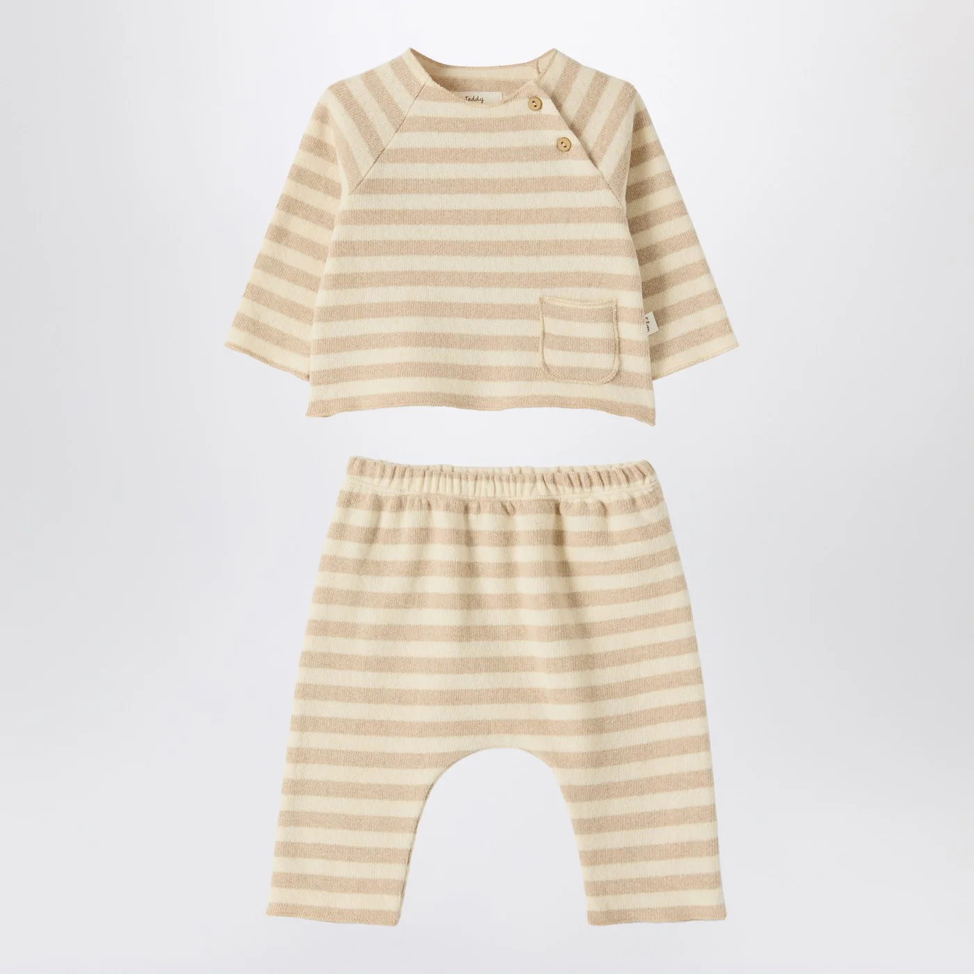 Teddy & Minou Two-piece beige striped knit set