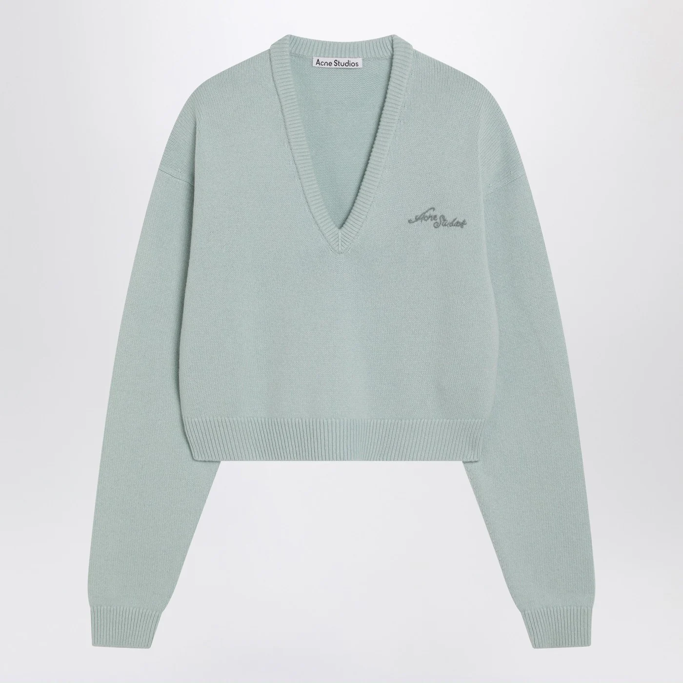 Acne Studios Faded mint wool v-neck sweater