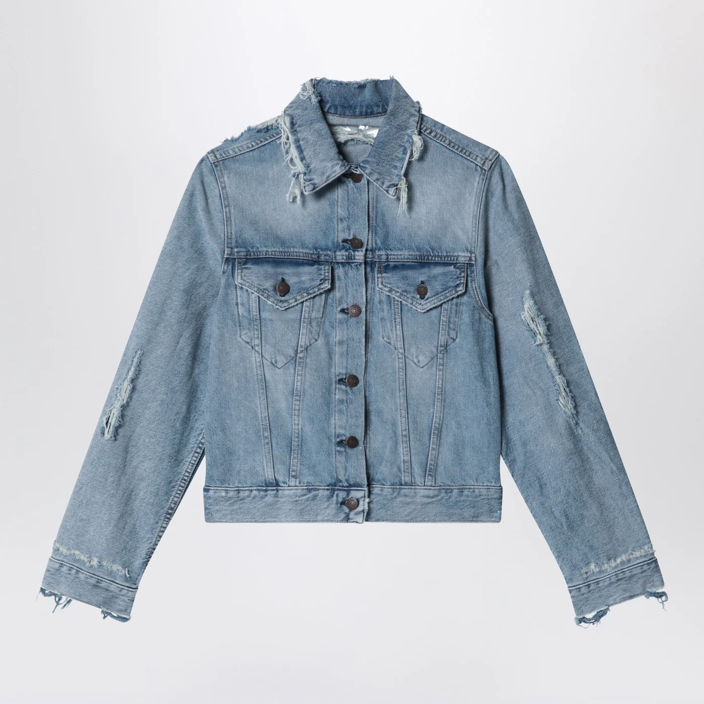 Acne Studios Distressed denim jacket Light blue