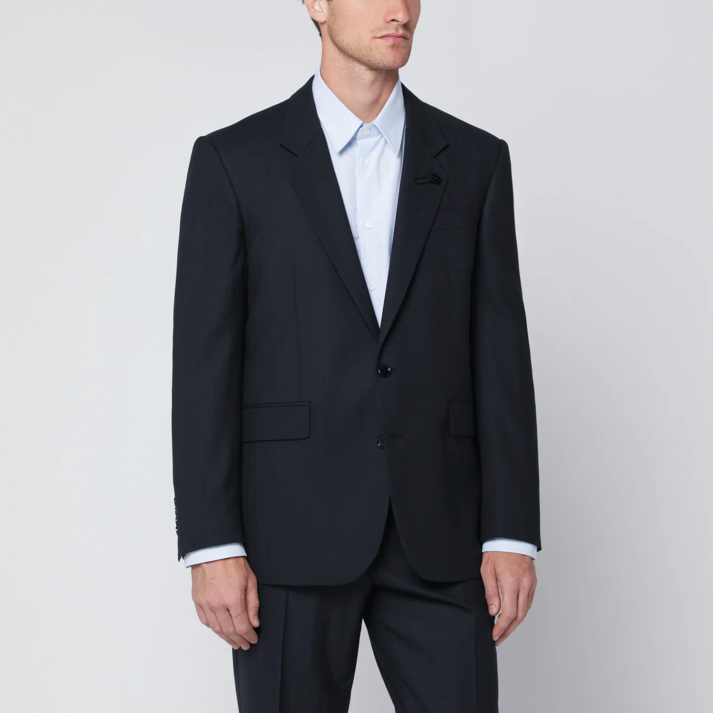 Lardini Single-breasted blue wool blend jacket
