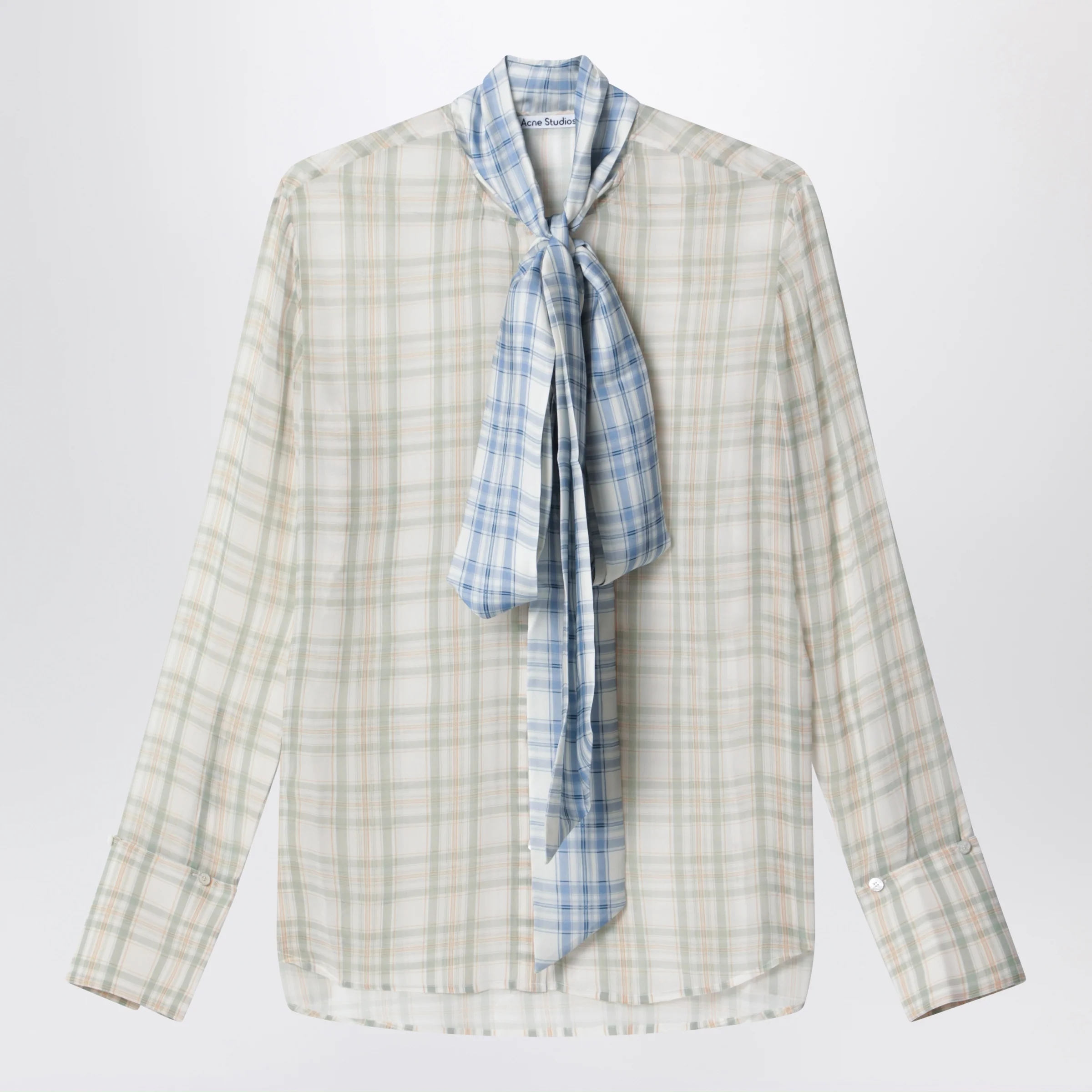 Acne Studios Silk blouse with scarf Green/orange