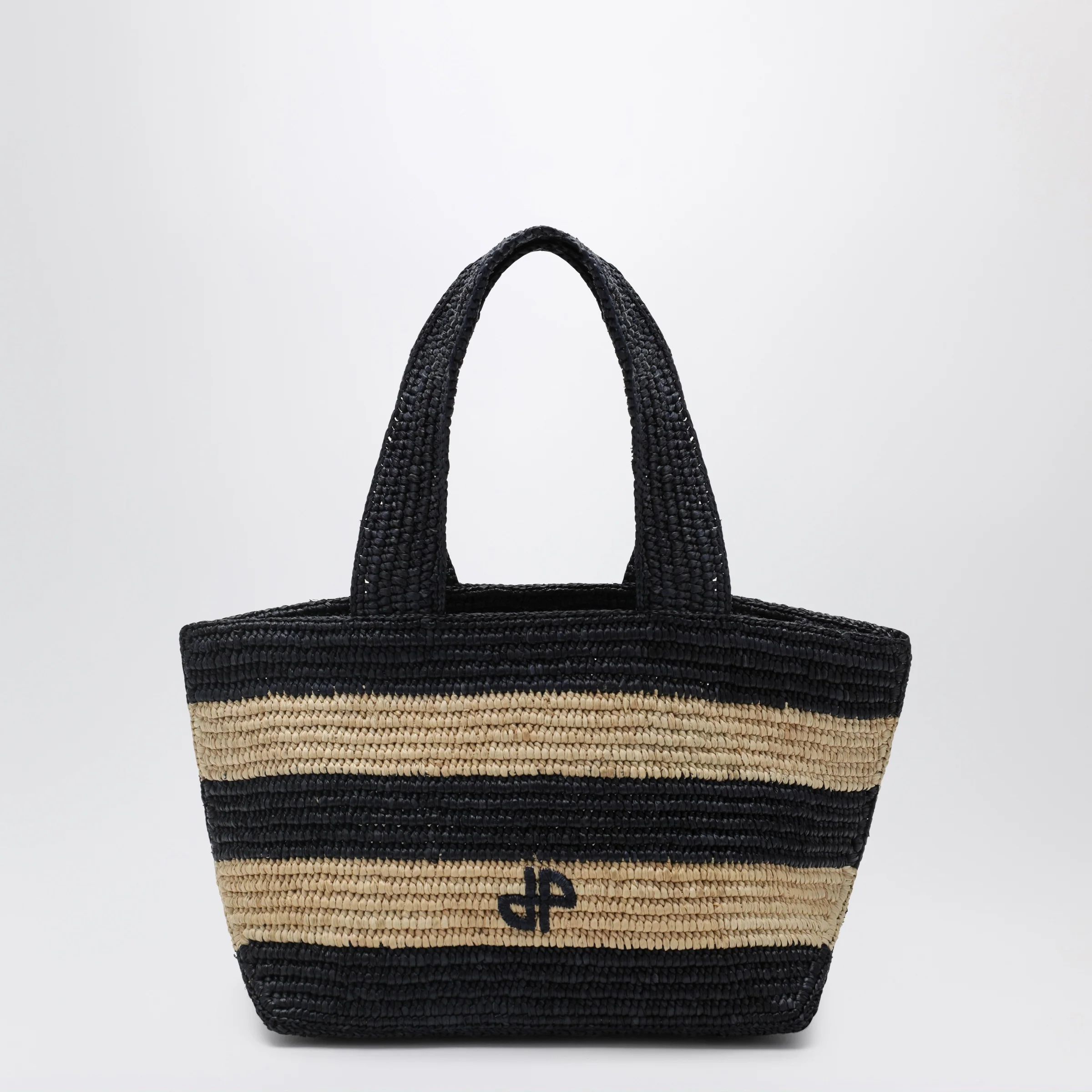 Patou Trapeze PM shopping bag in raffia