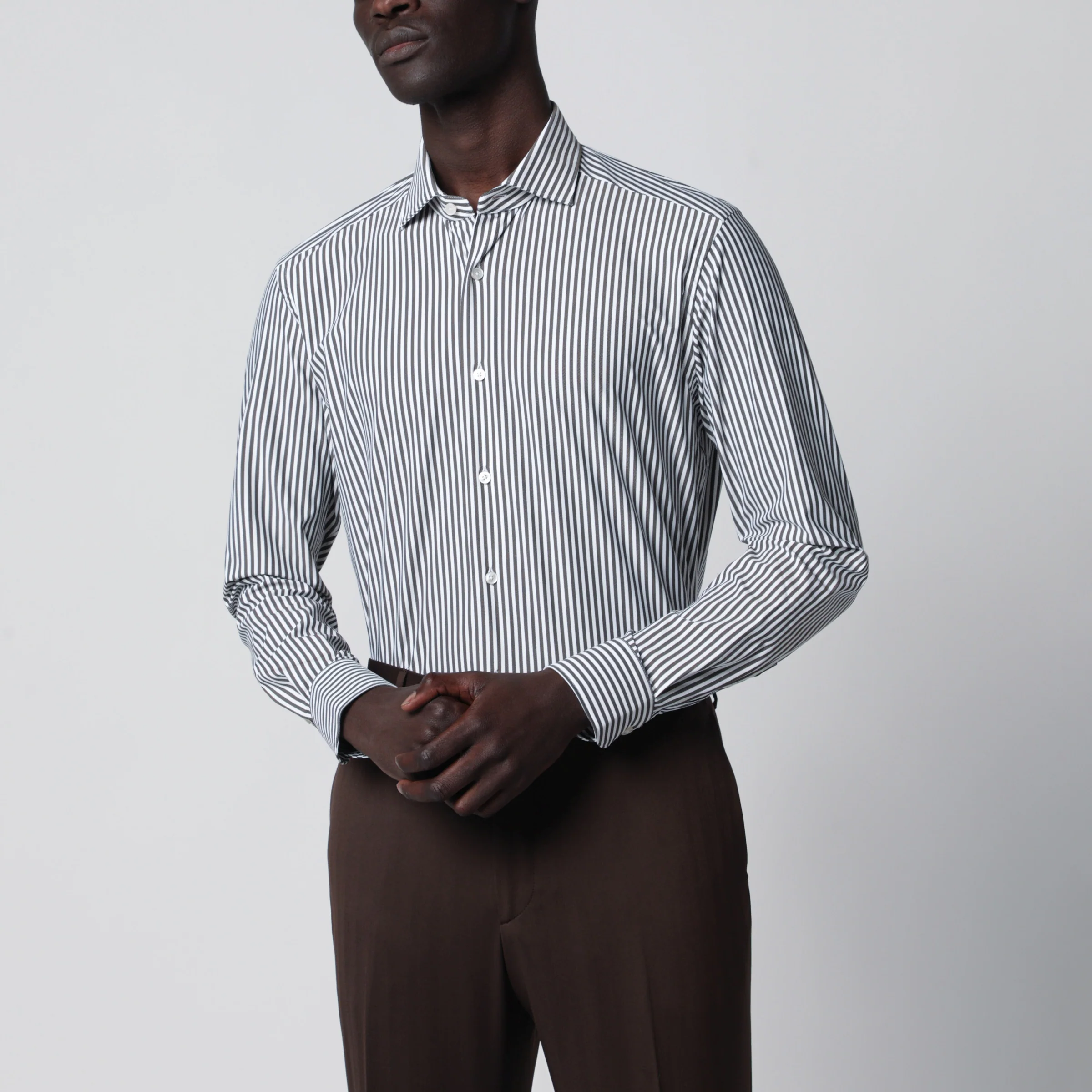 XACUS White Active Striped Tailor Fit Shirt