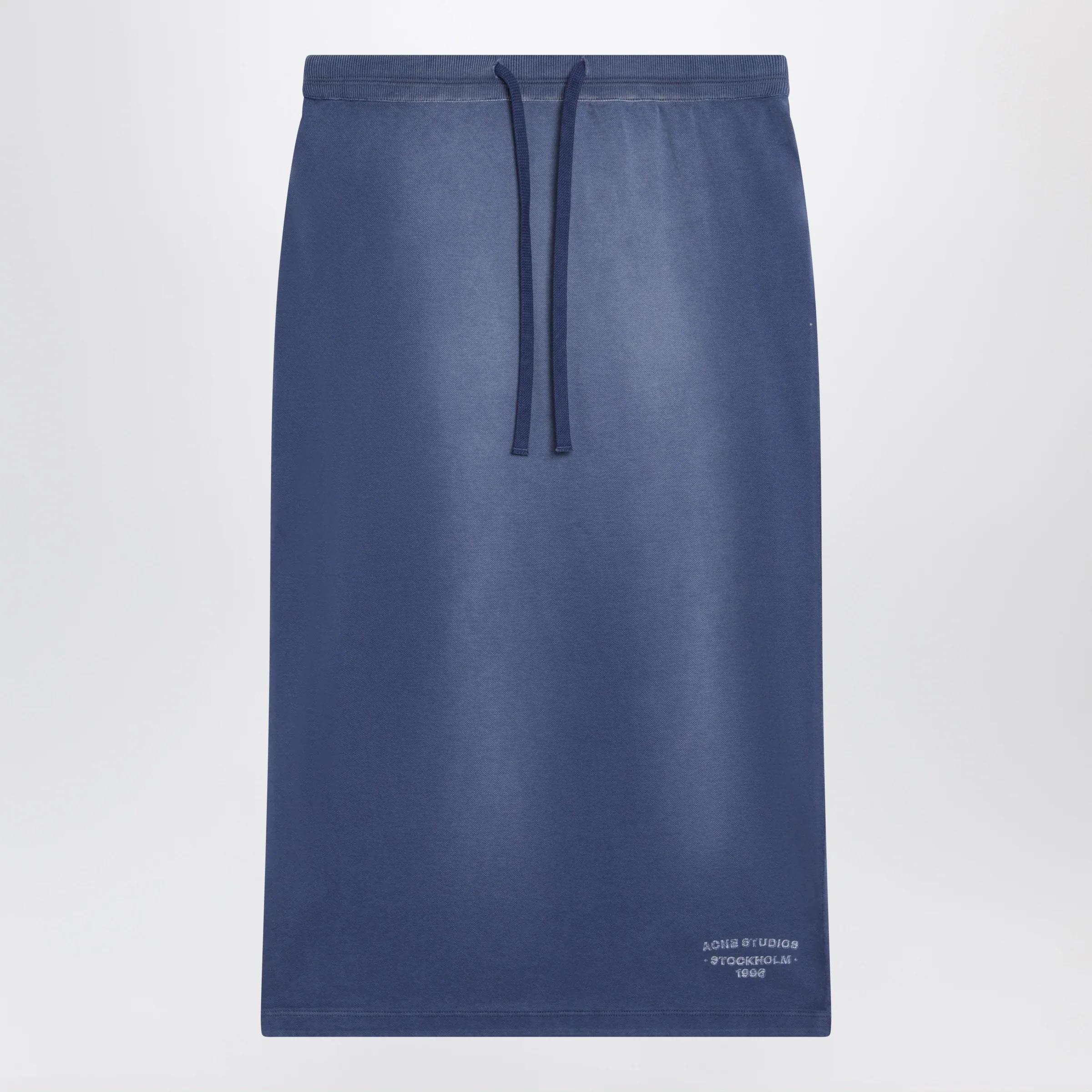 Acne Studios Navy blue cotton skirt with a splatter effect
