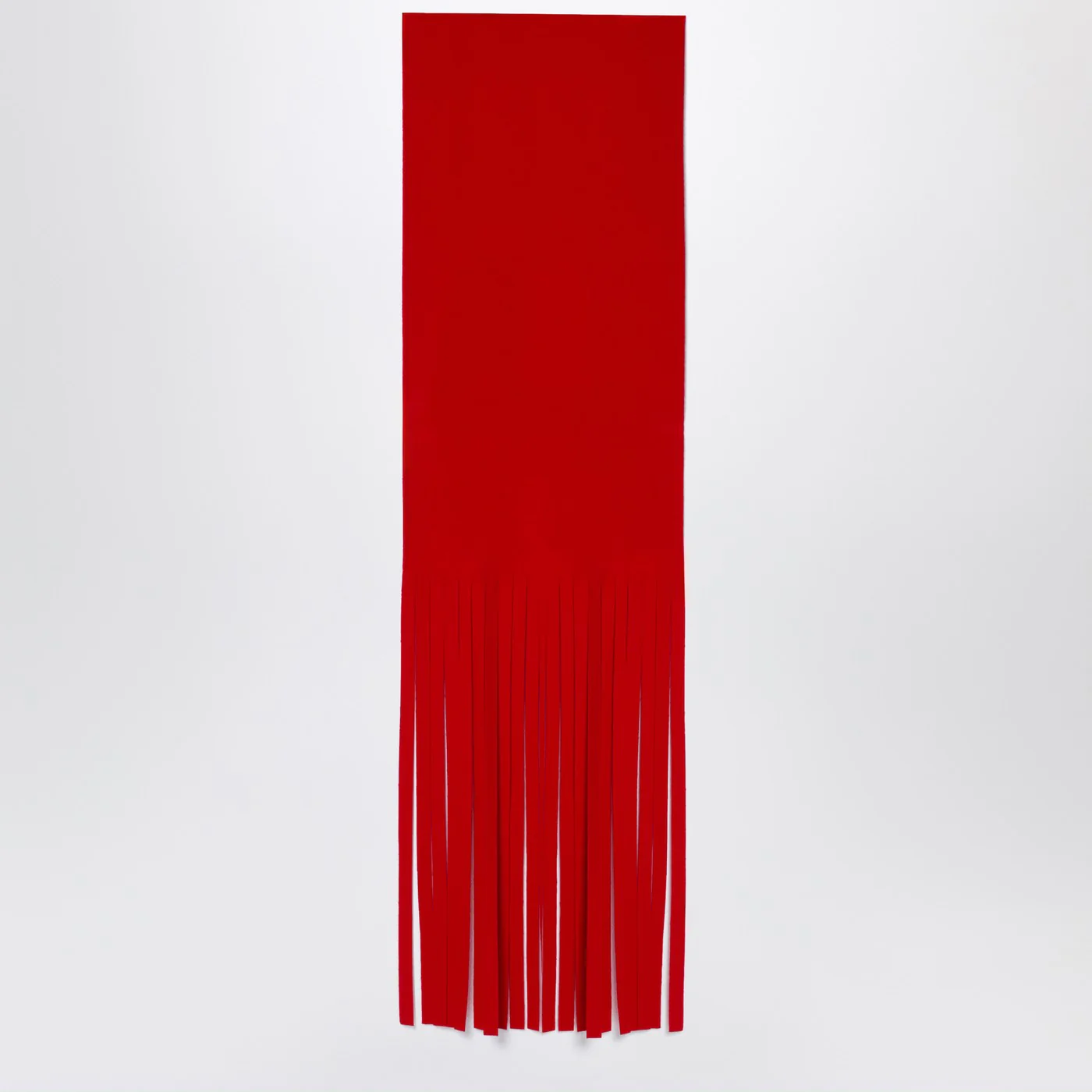 Sportmax Red Wool Scarf with Fringes