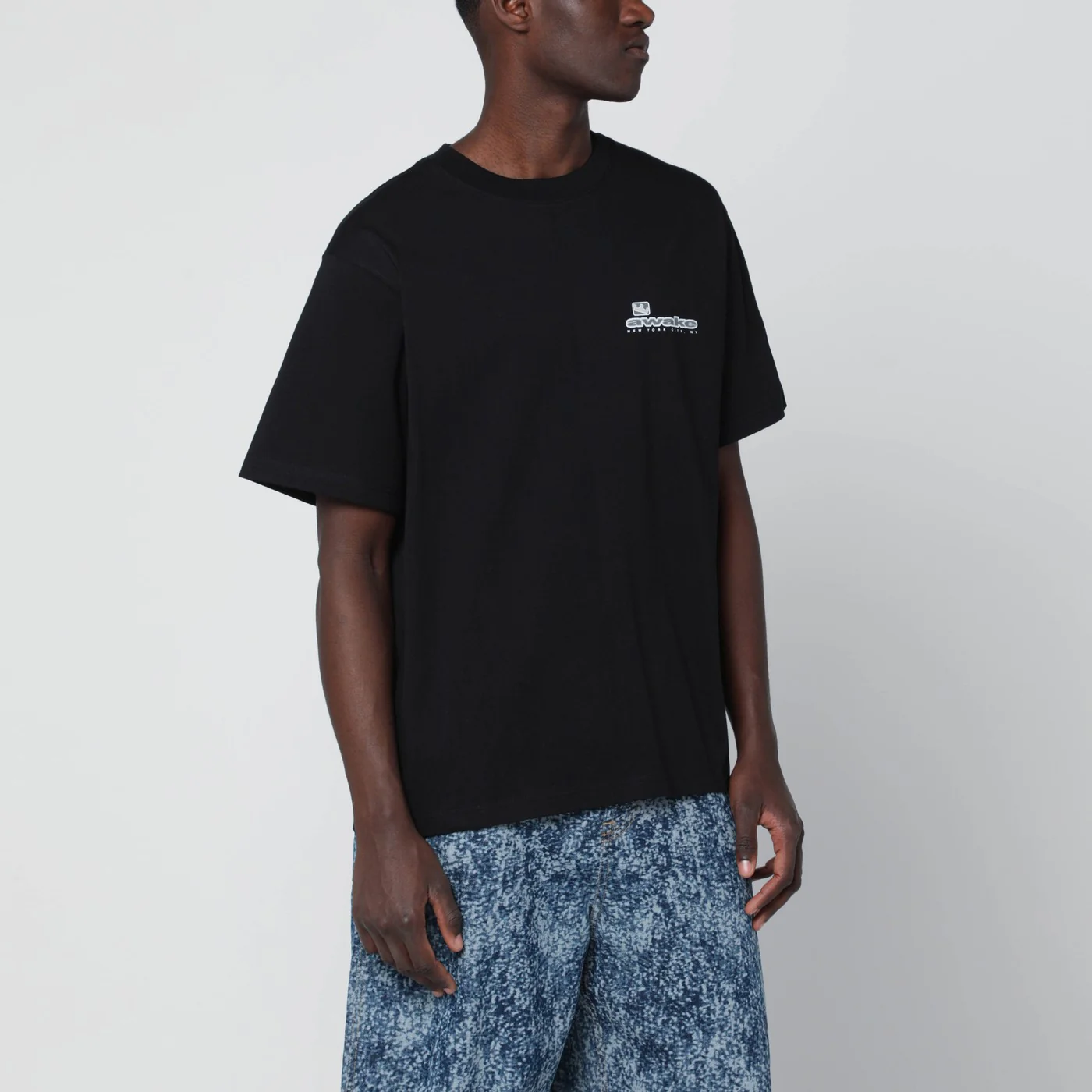Awake NY Black cotton T-shirt with logo
