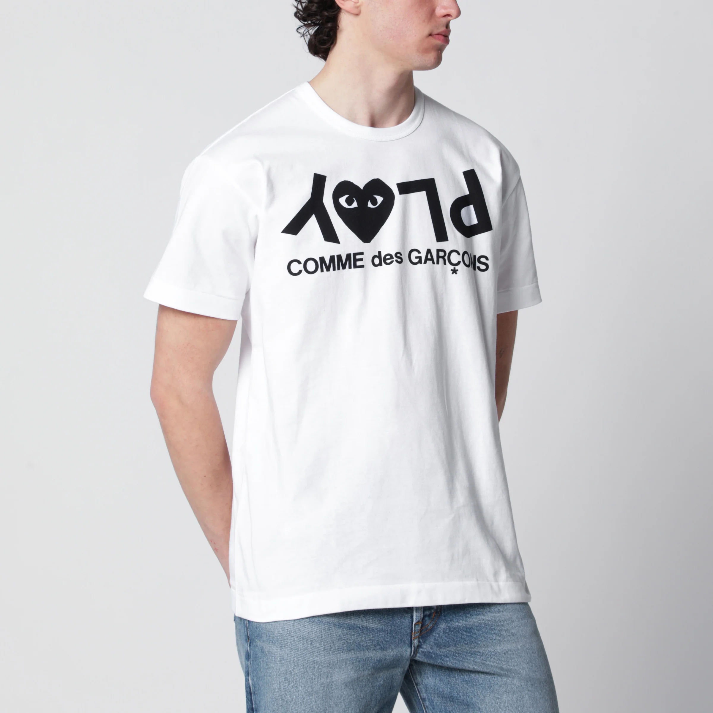 Comme des Garçons Shirt White cotton T-shirt with logo print