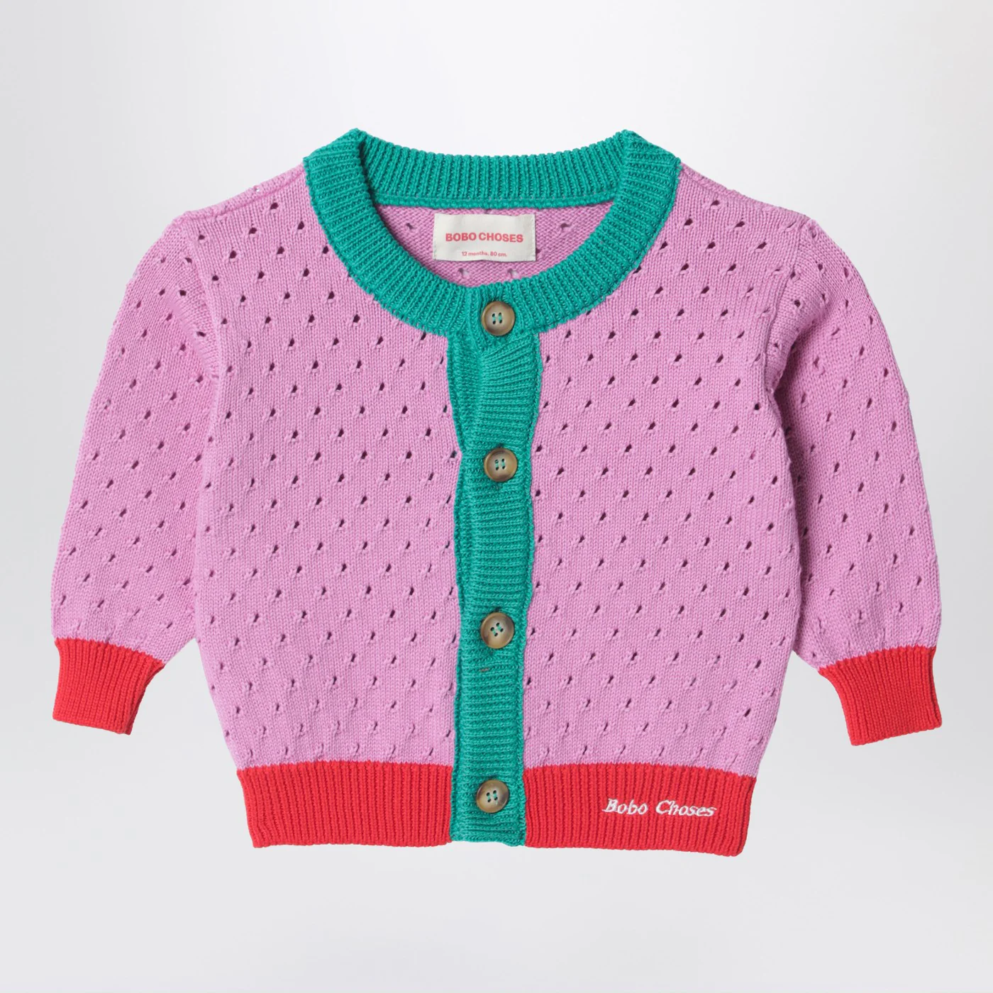 Bobo Choses Color-block openwork cardigan