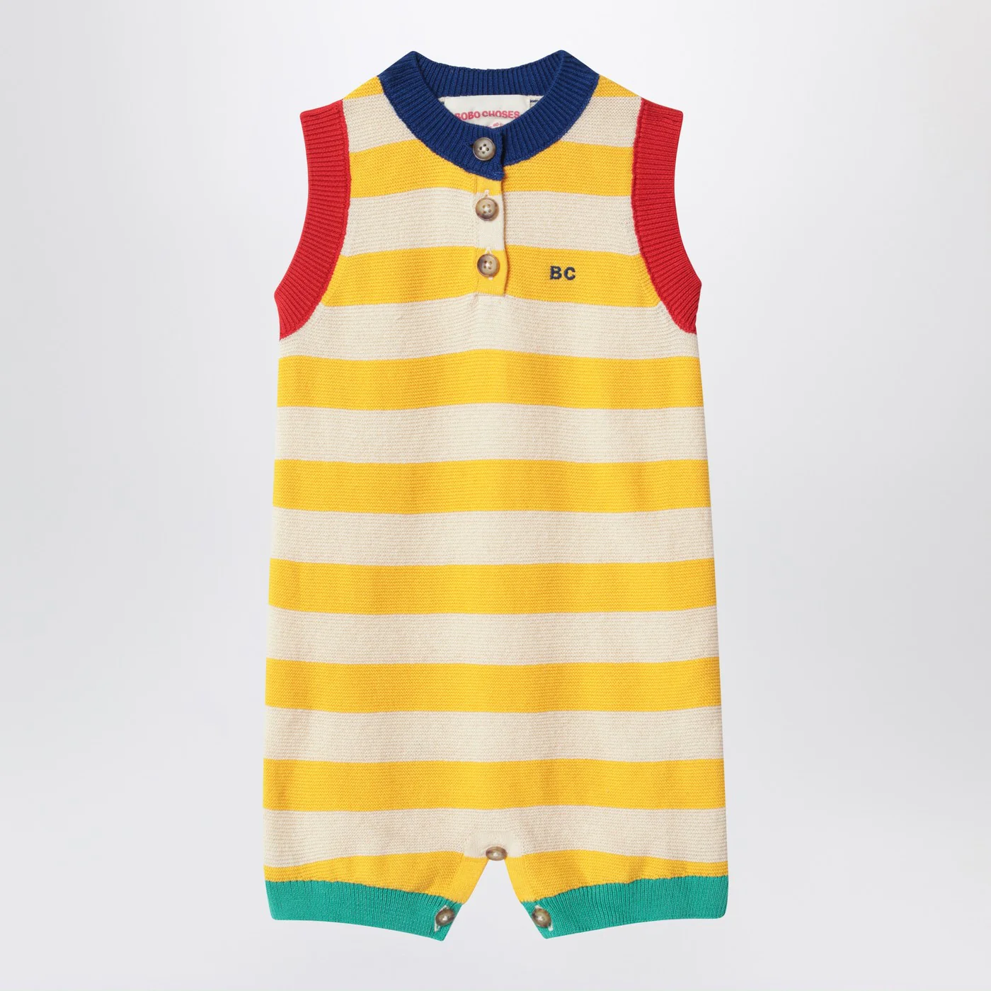 Bobo Choses Sleeveless striped cotton romper