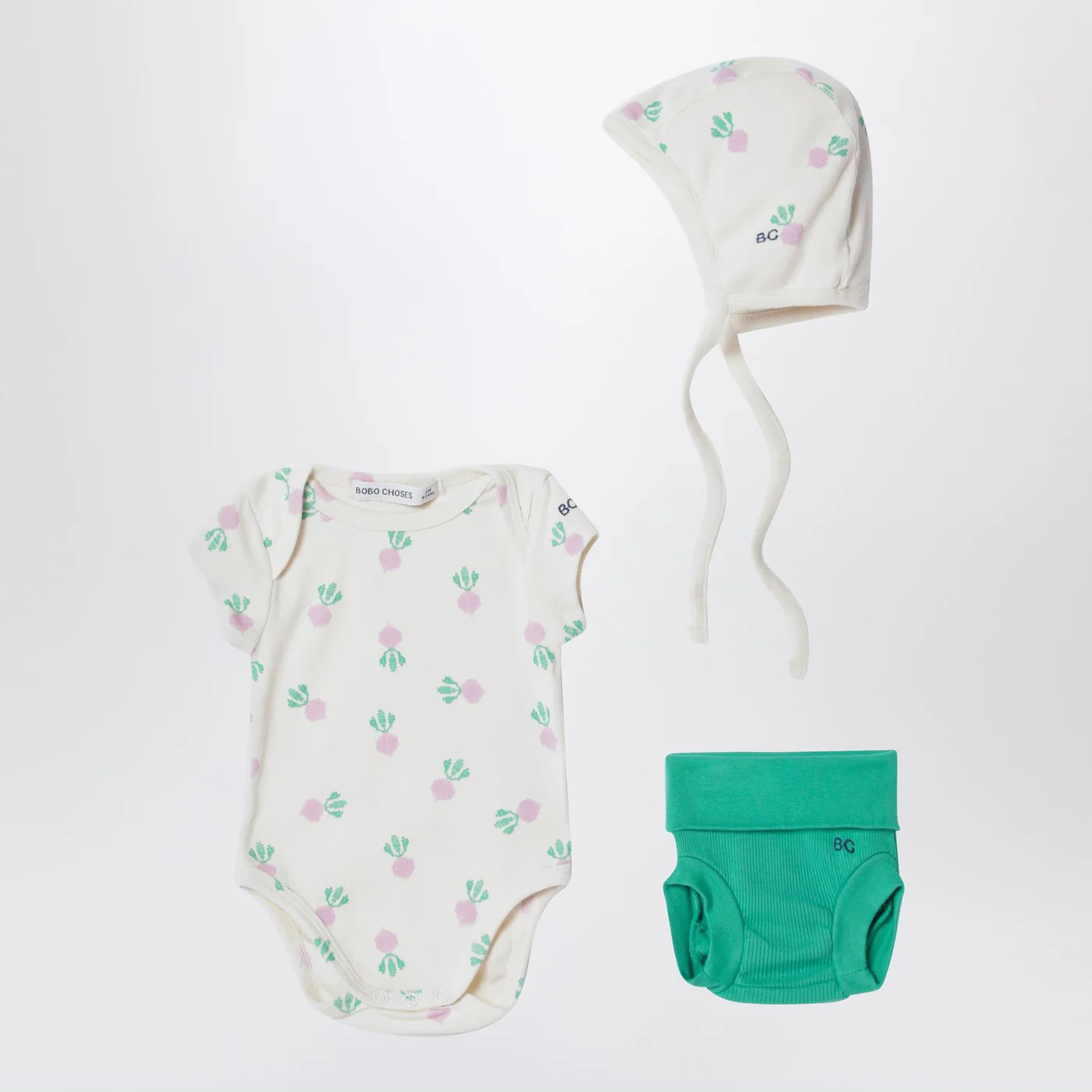 Bobo Choses Three-piece set white/green in cotton