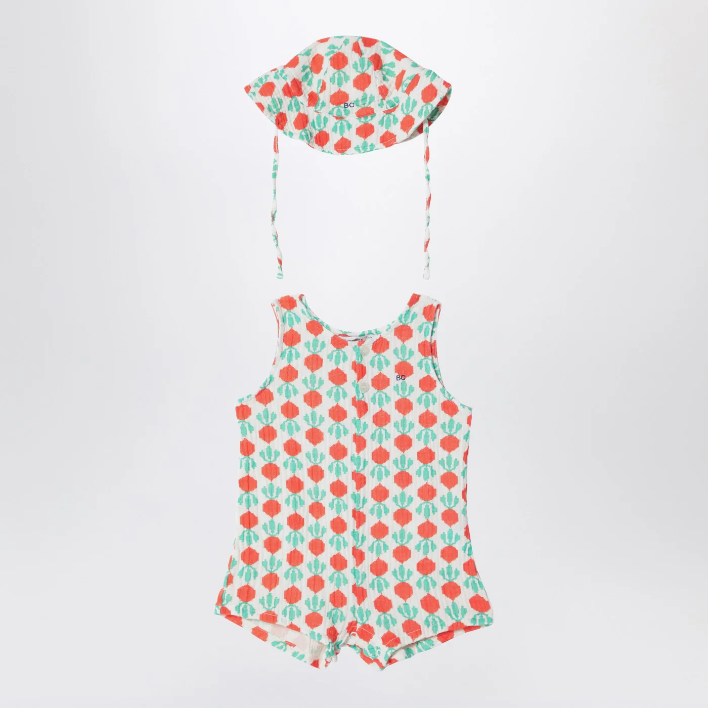 Bobo Choses Sleeveless romper with radish hat