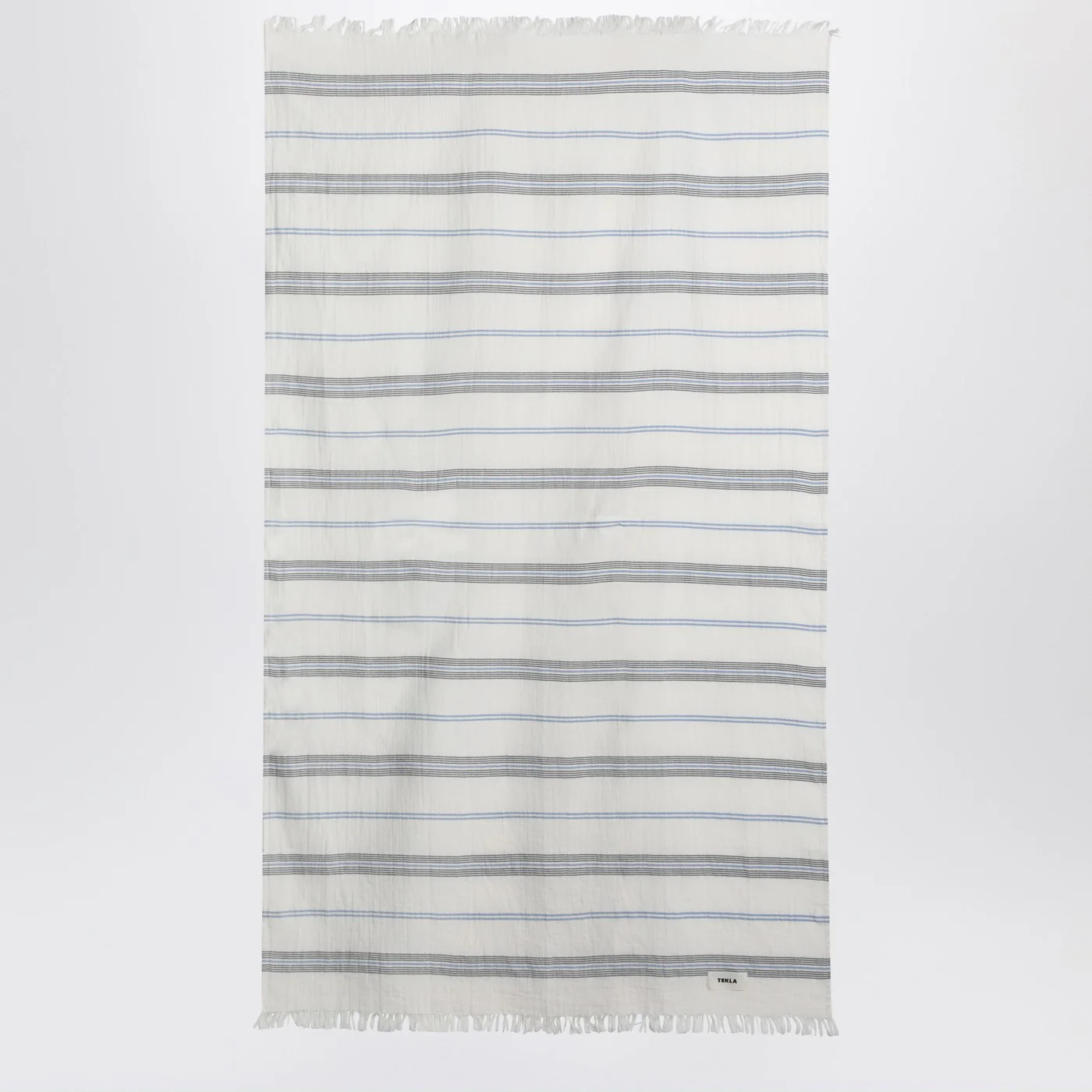 Tekla White beach towel with striped pattern