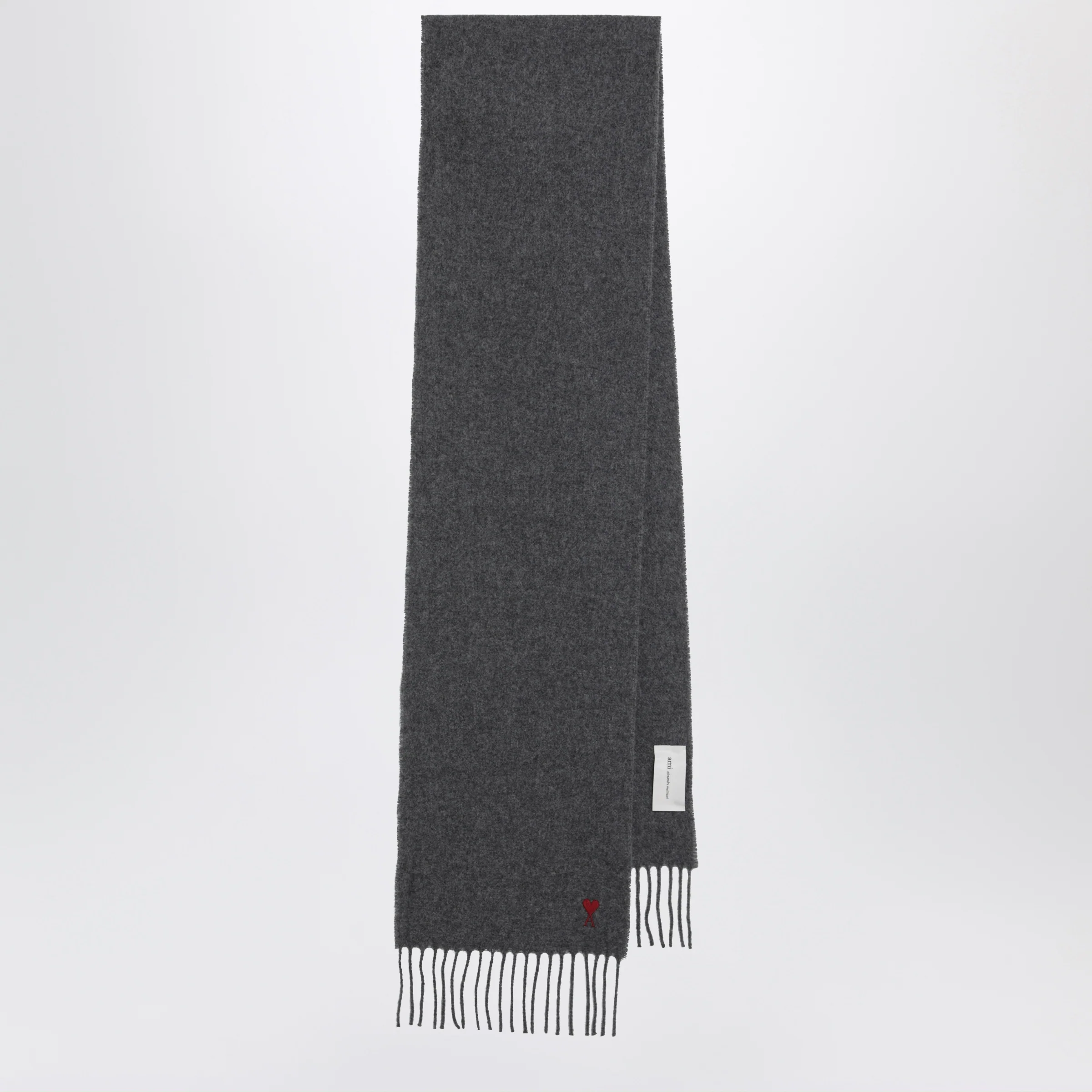 Ami Paris Dark grey Ami De Coeur wool scarf