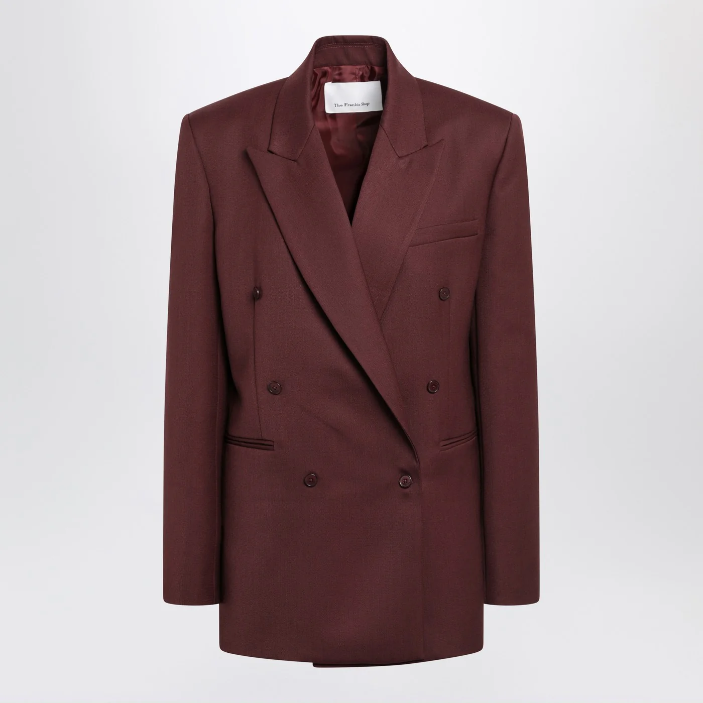 The Frankie Shop Monterey burgundy structured wool-blend jacket