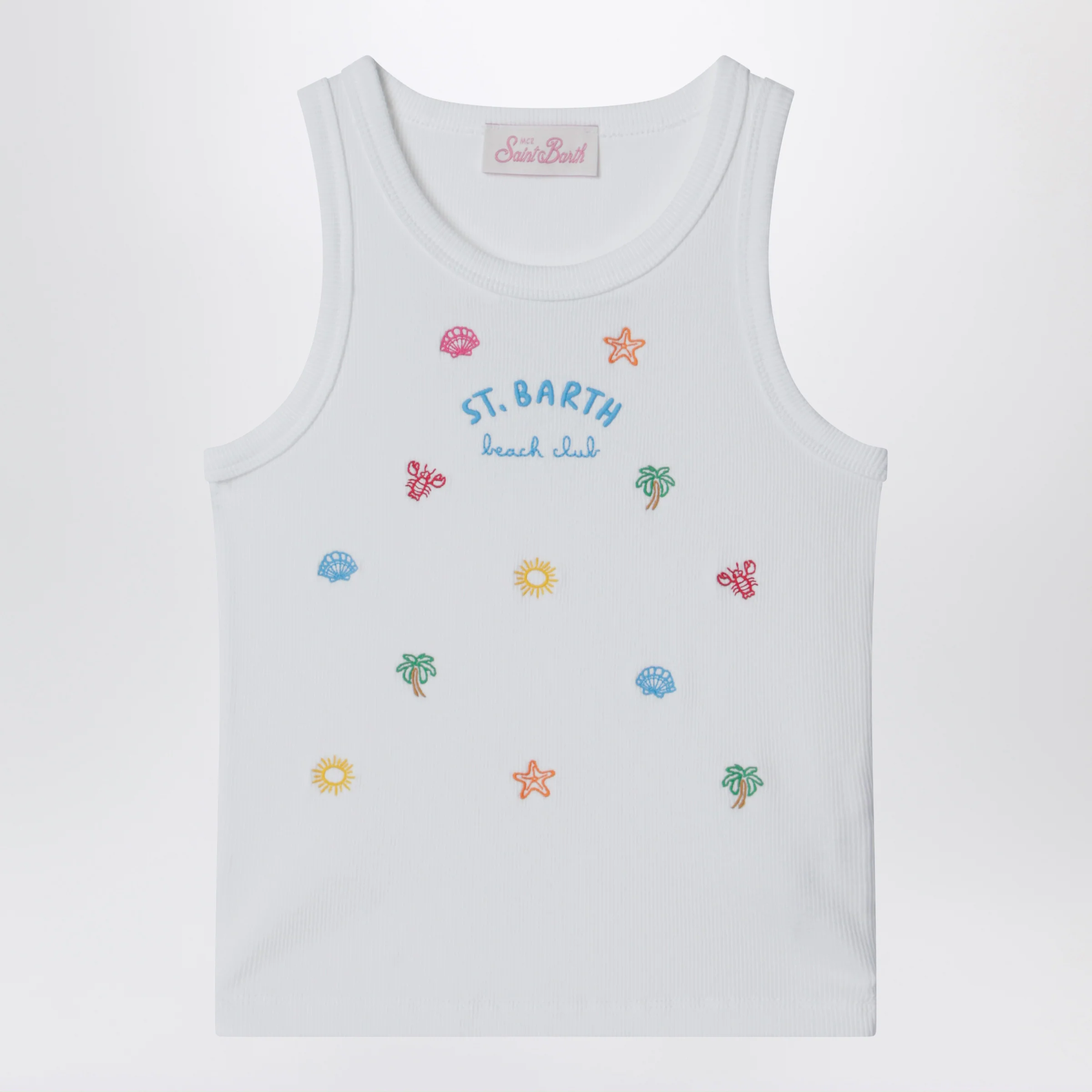 MC2 Saint Barth White tank top with embroidered logo