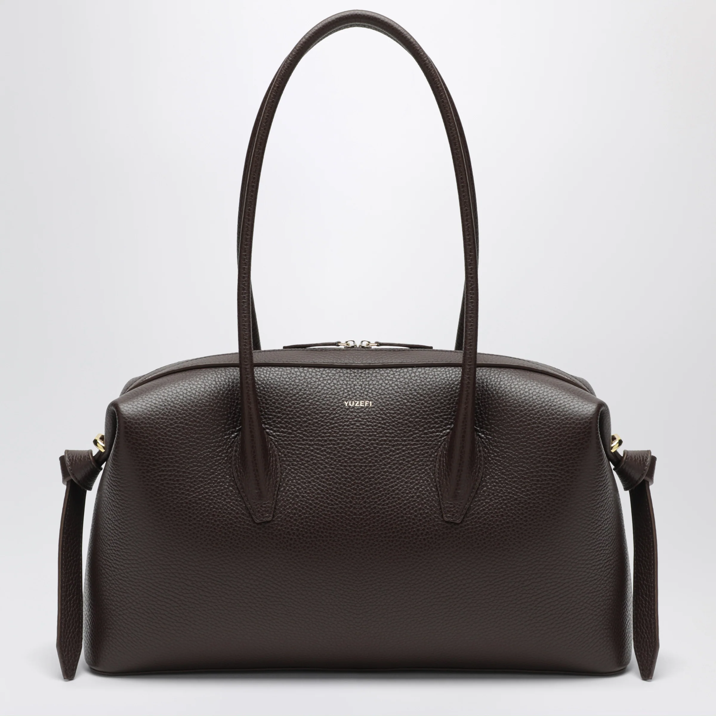 Yuzefi Brioche Duffle Bag in Espresso Pebble-Grained Leather