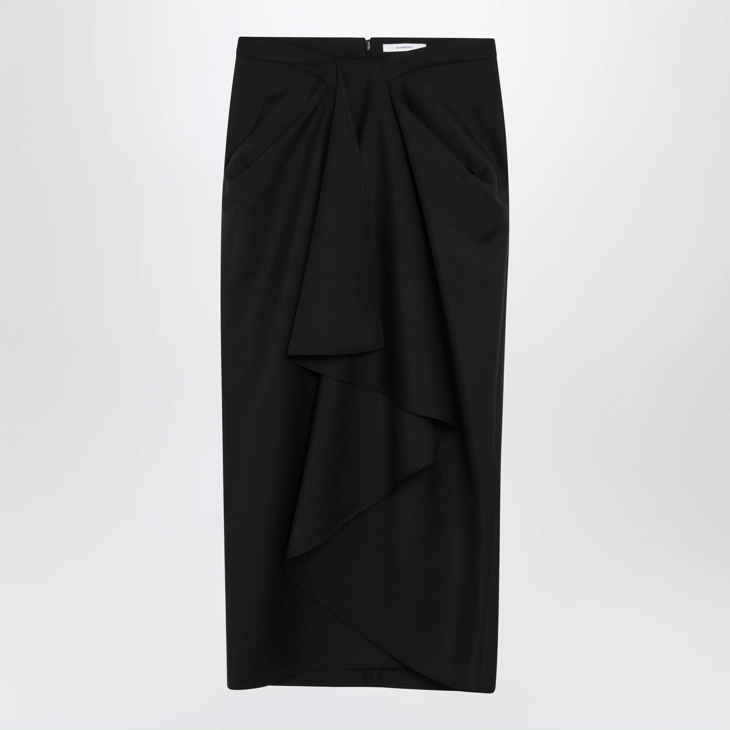 Givenchy Draped skirt in black wool and mohair