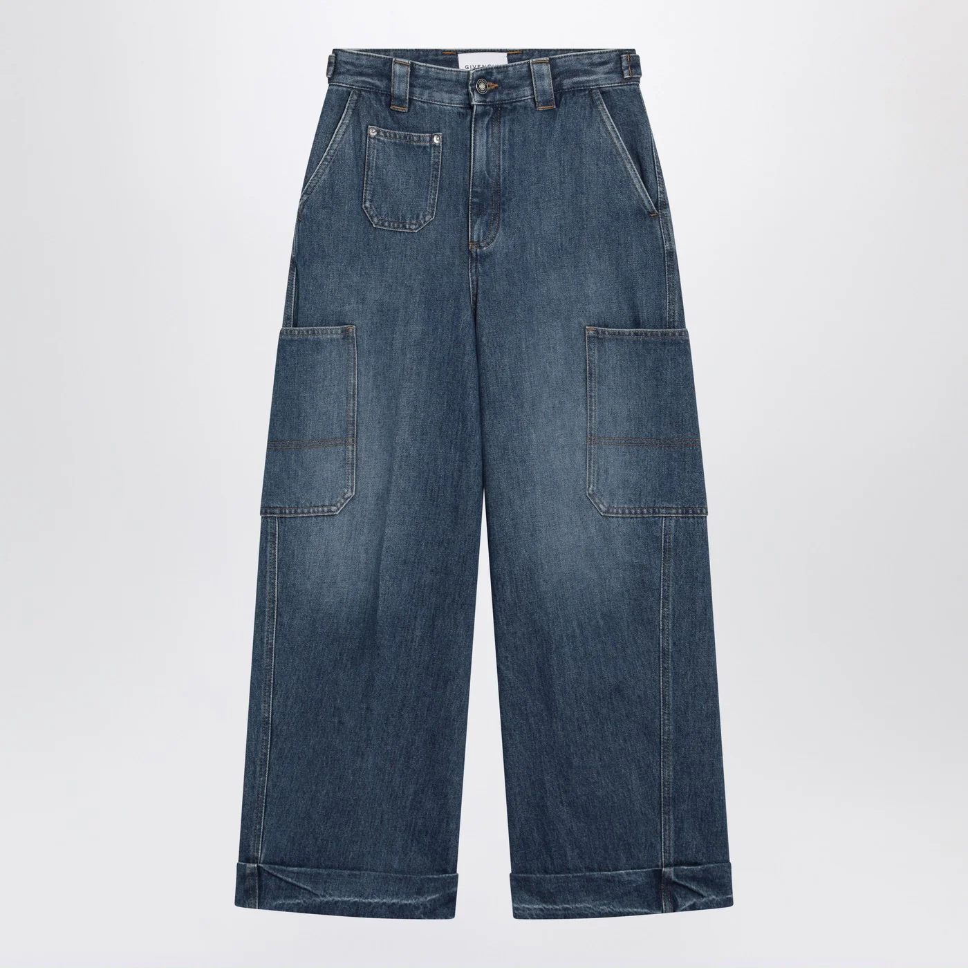 Givenchy Cropped Cocoon cargo jeans in medium blue