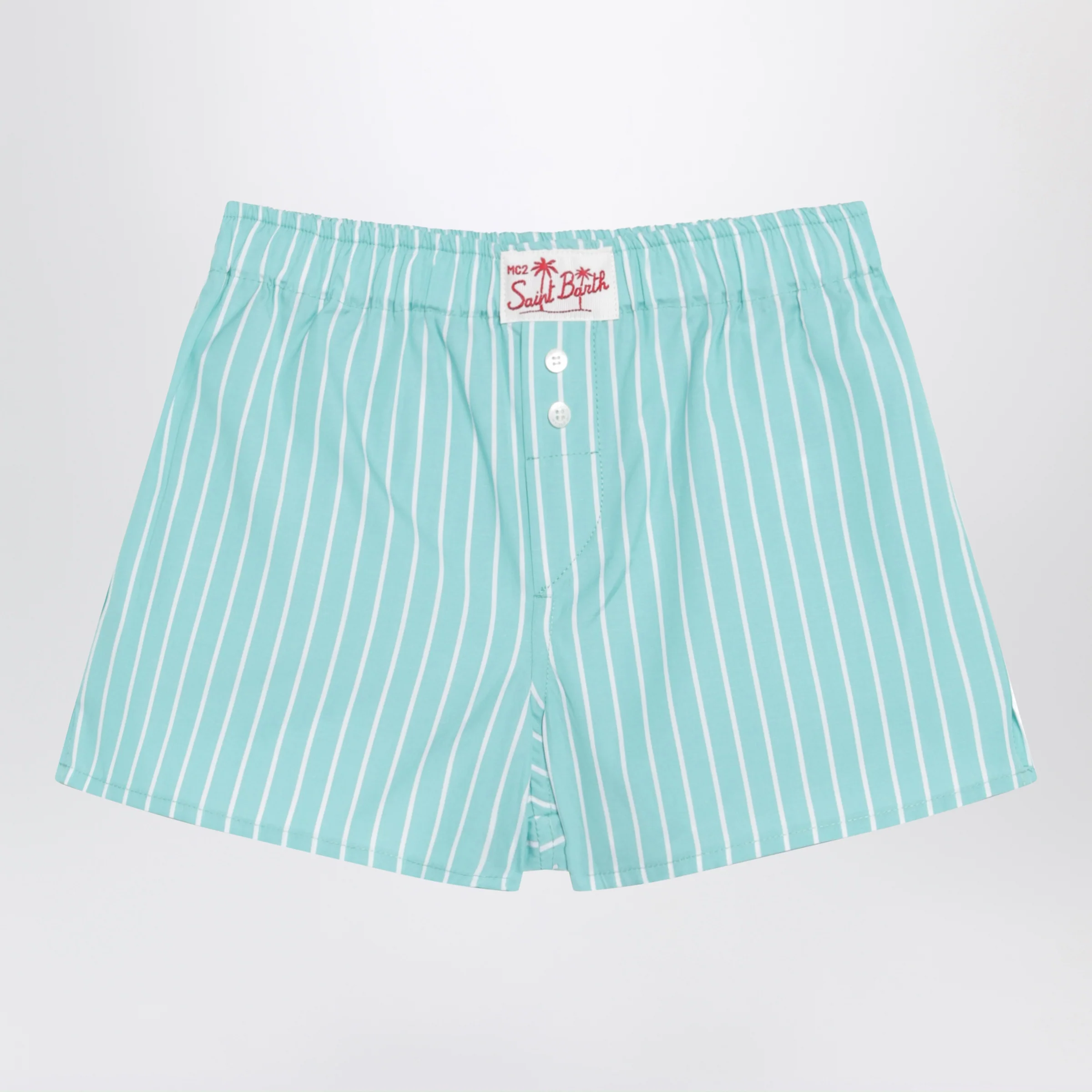 MC2 Saint Barth Aqua green striped cotton shorts