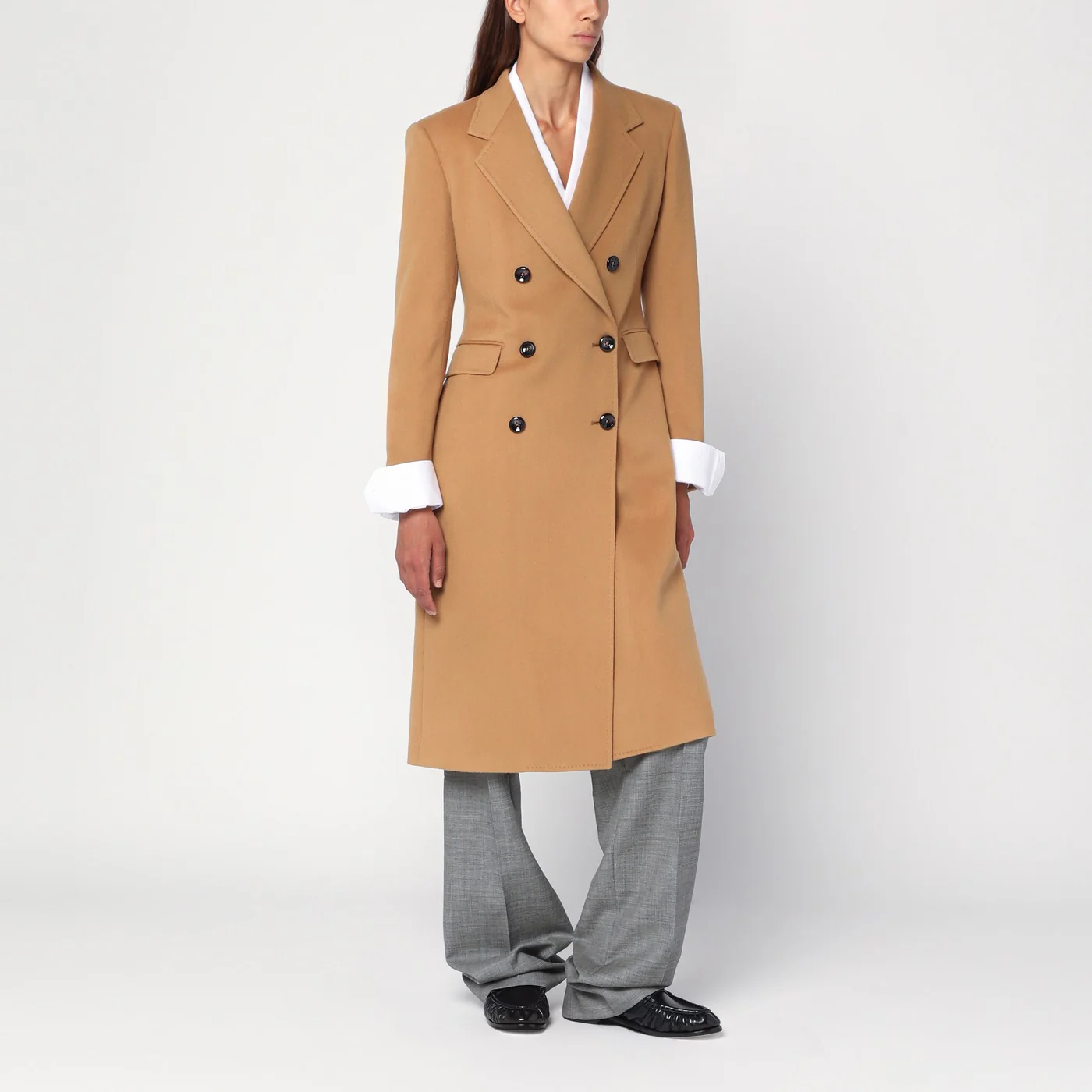 Tagliatore Beige wool and cashmere double-breasted coat