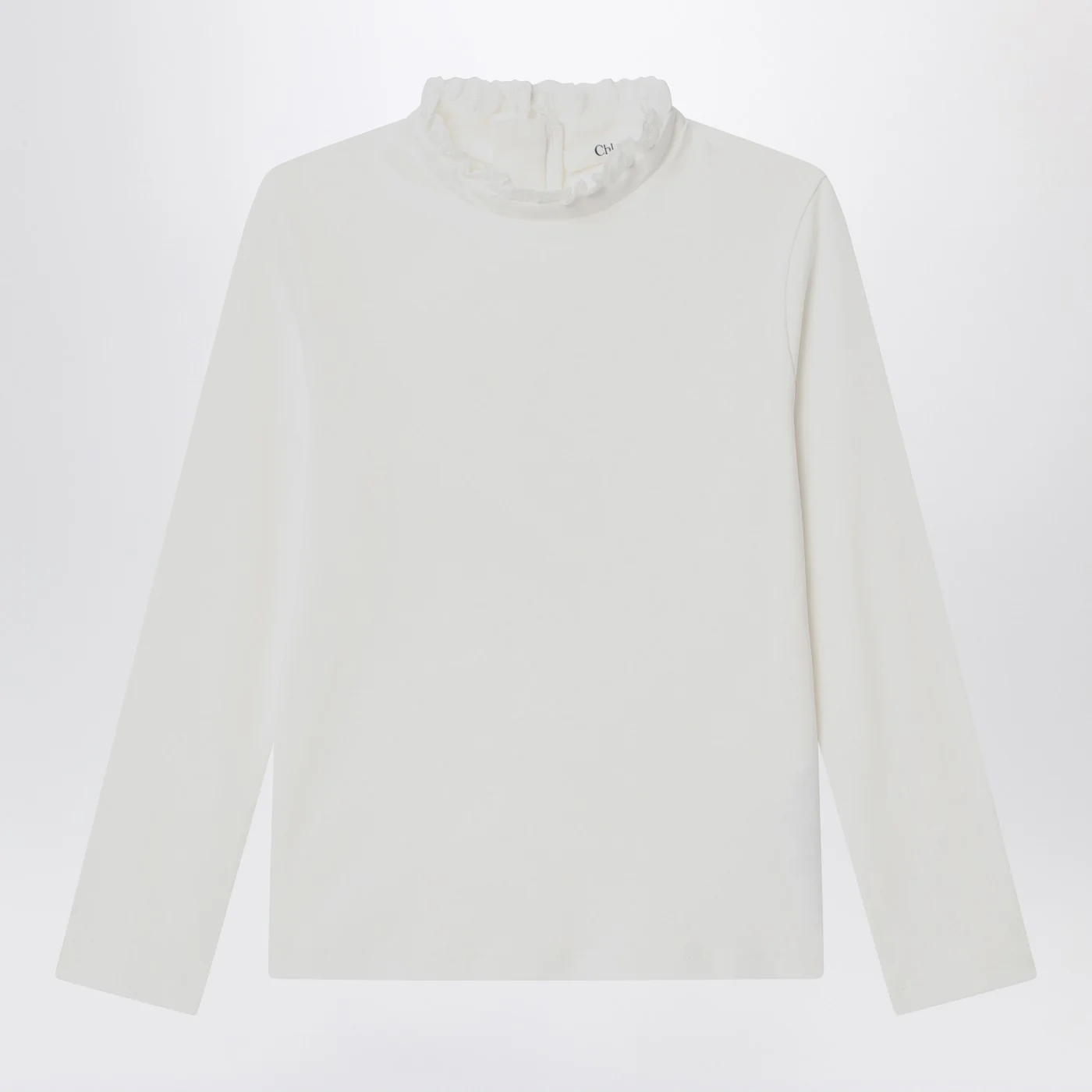Chloé White top with high neck and ruffles