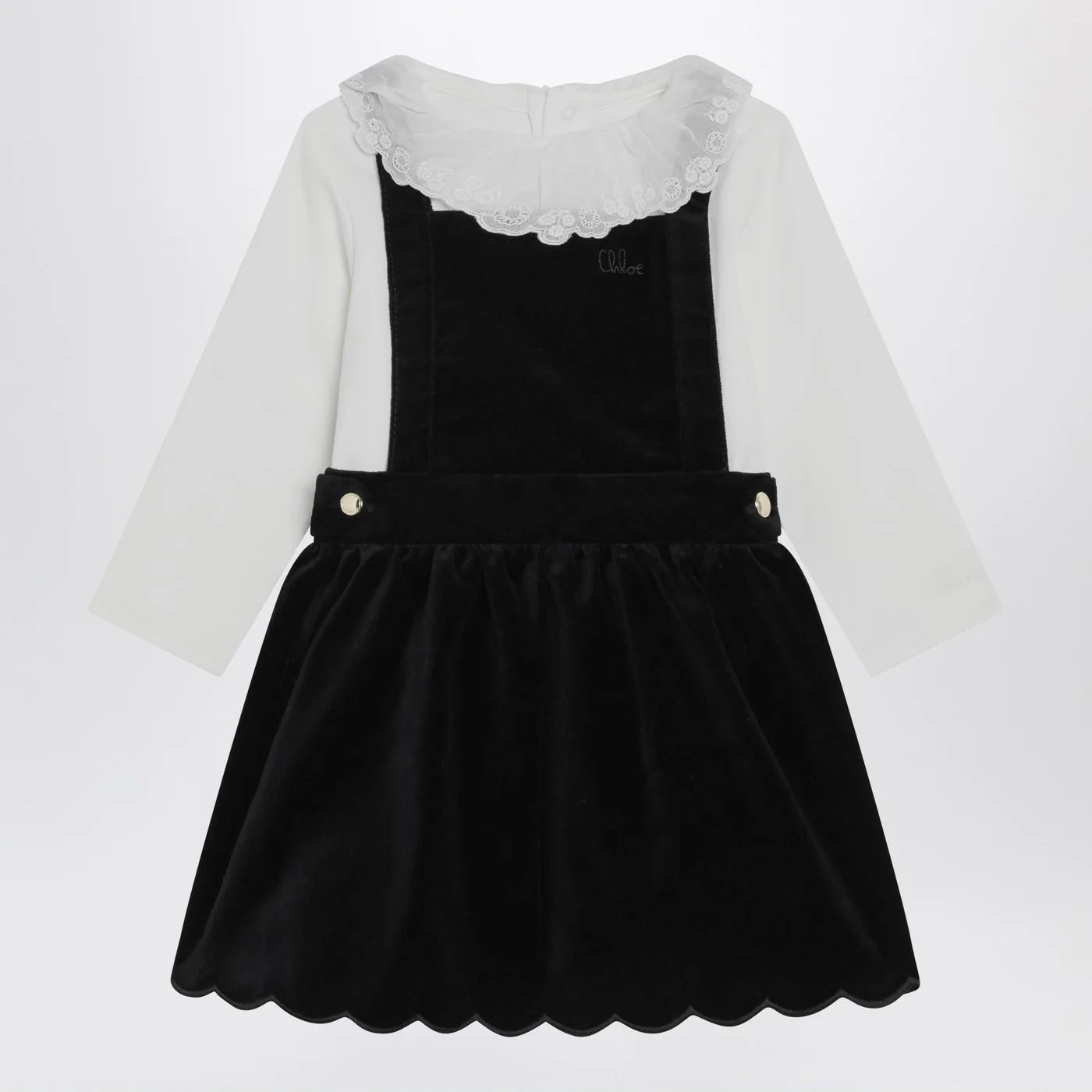 Chloé White and blue velvet dress