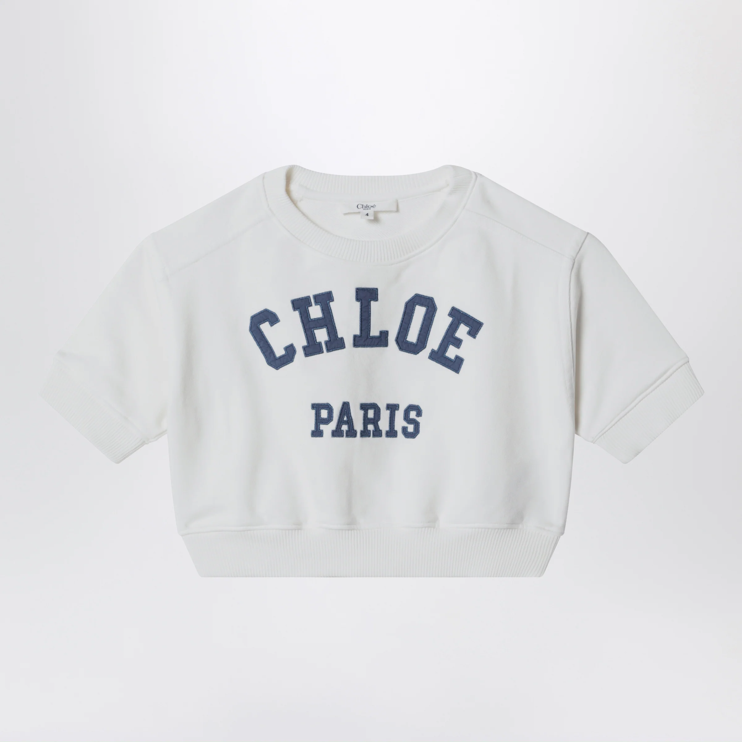 Chloé White cropped sweatshirt with logo embroidery