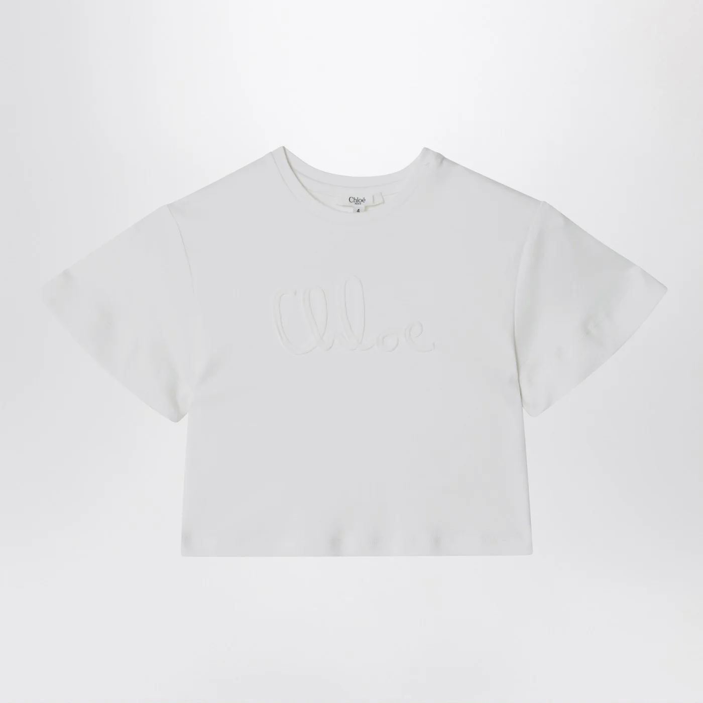 Chloé White cropped T-shirt with logo embroidery