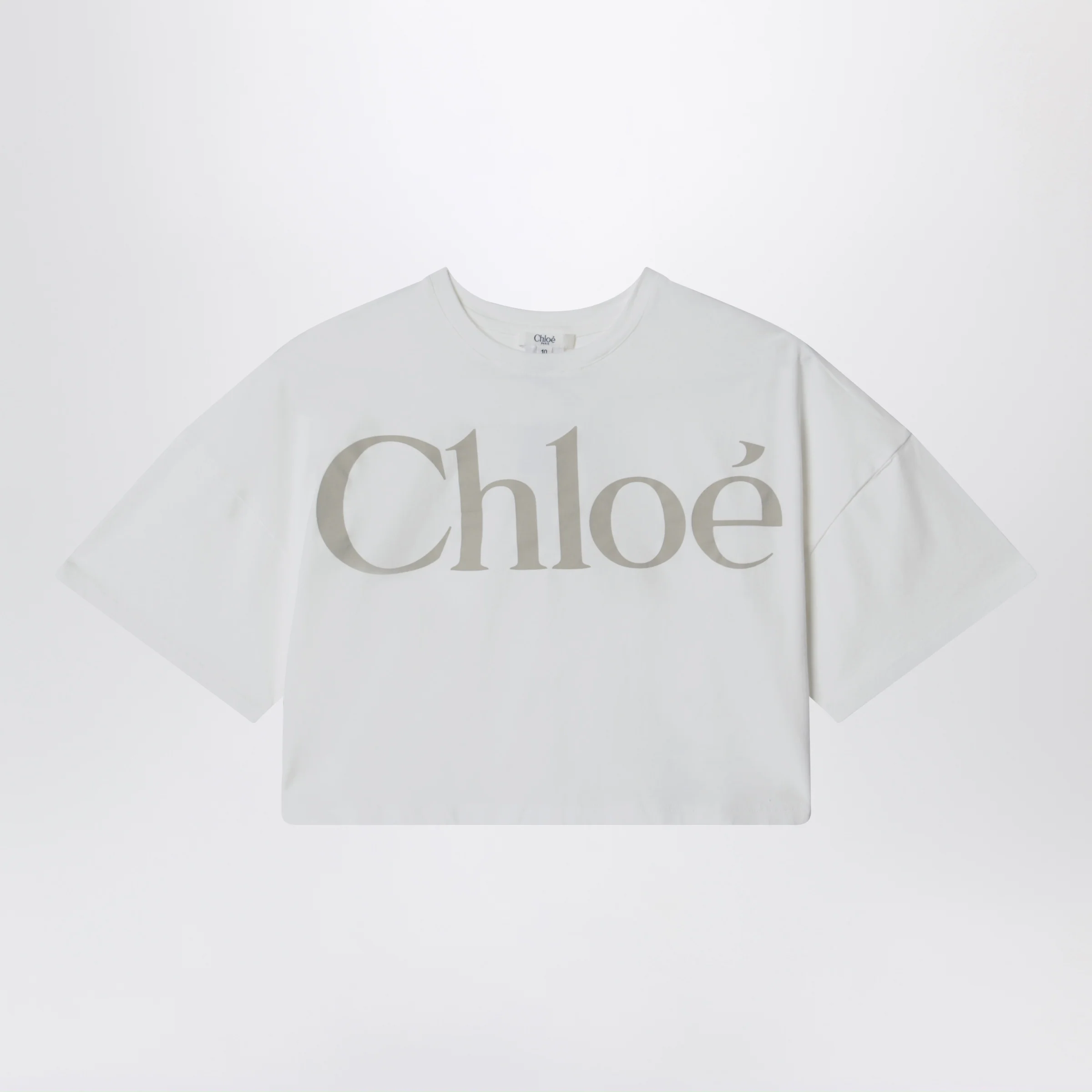 Chloé White cropped T-shirt with logo print