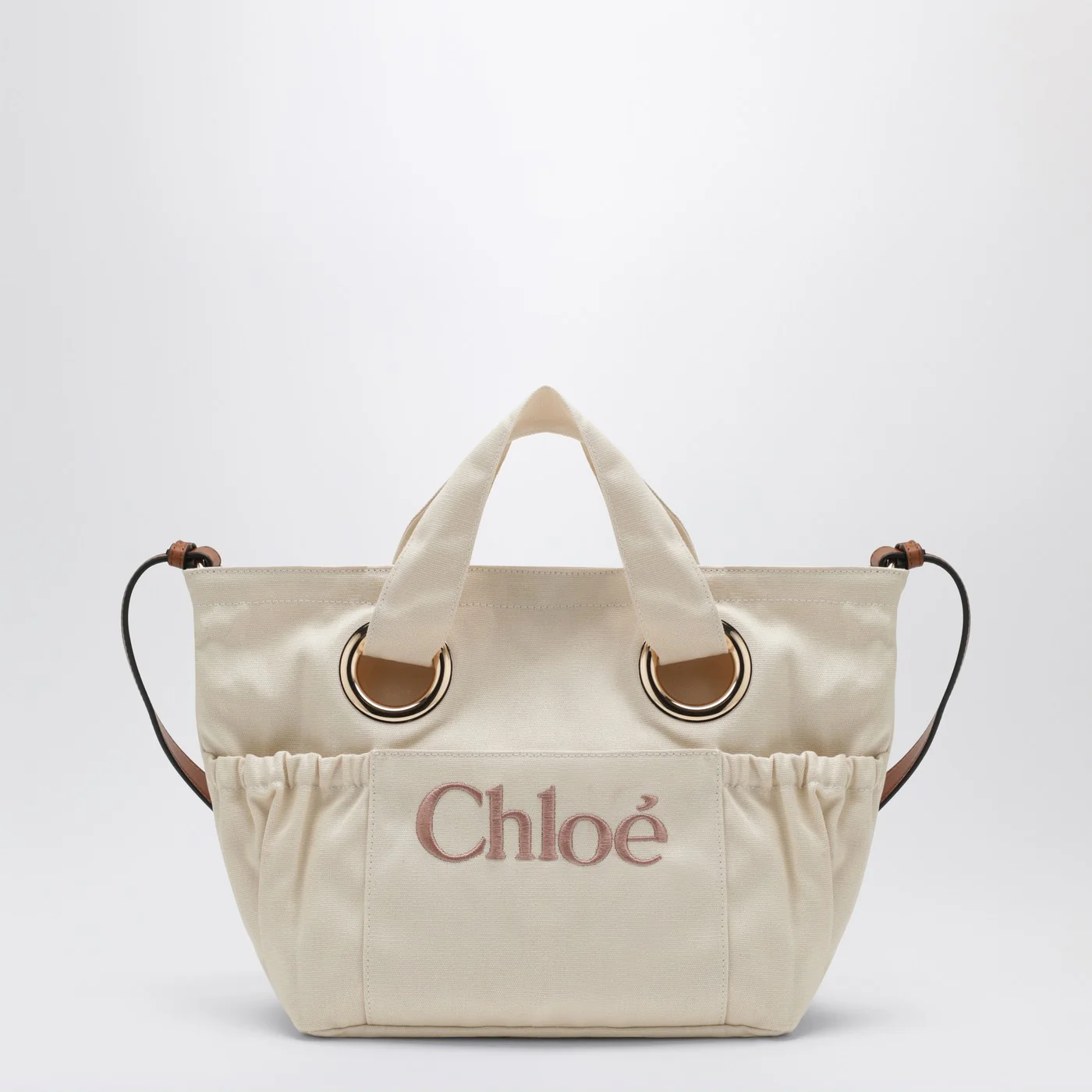 Chloé Ivory tote bag with logo embroidery