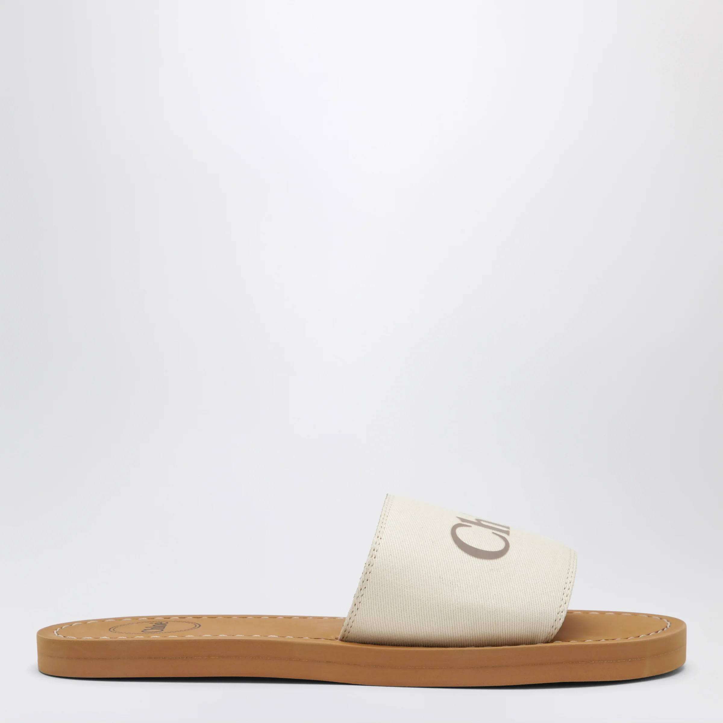 Chloé White slides with logo