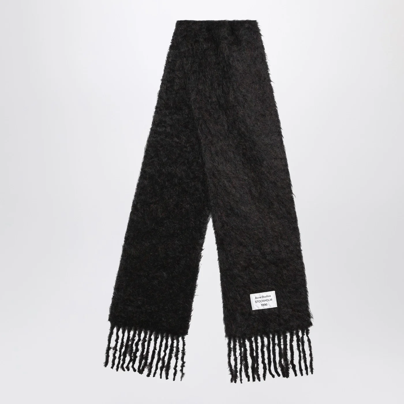 Acne Studios Black wool scarf with logo