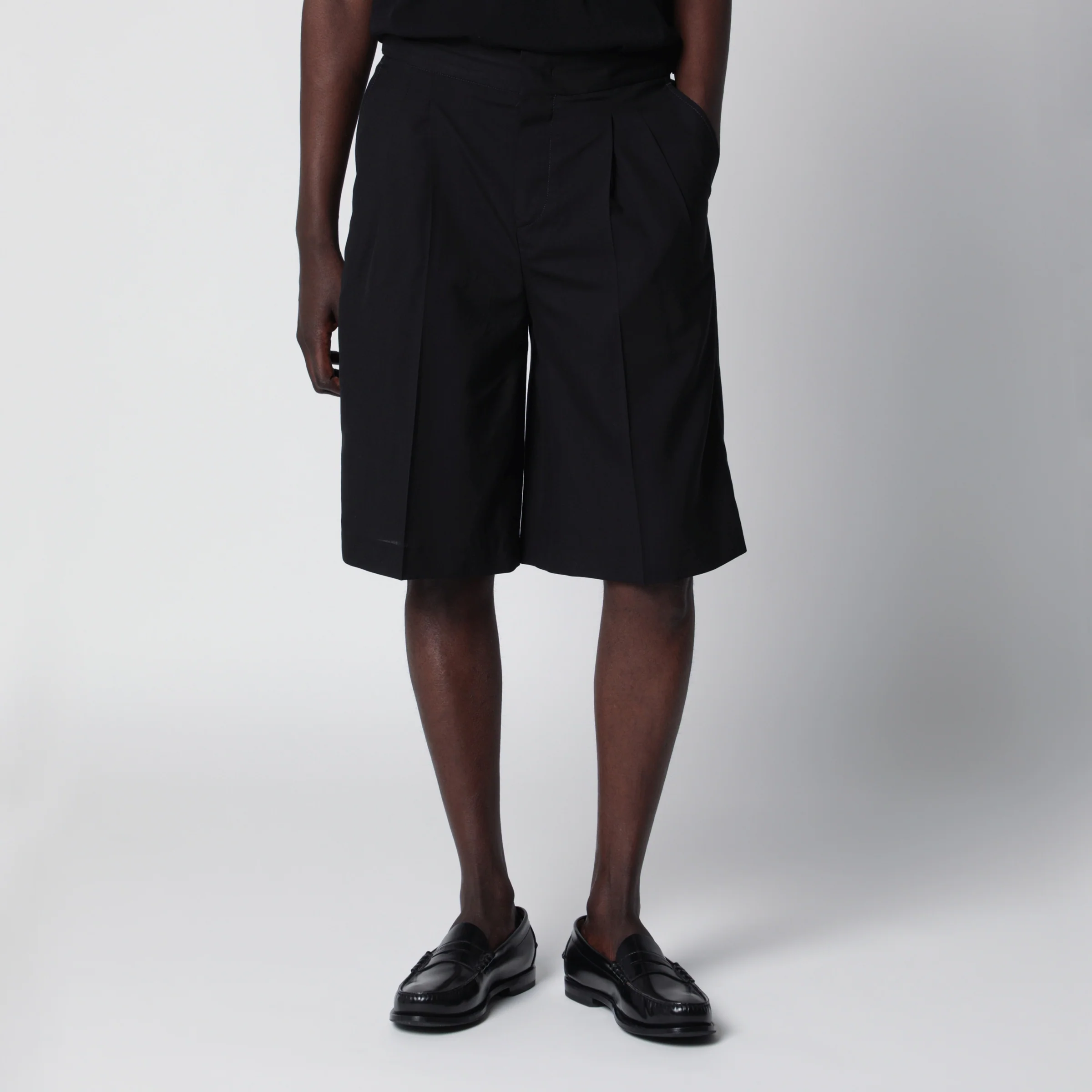 PT Torino Black cotton Bermuda shorts