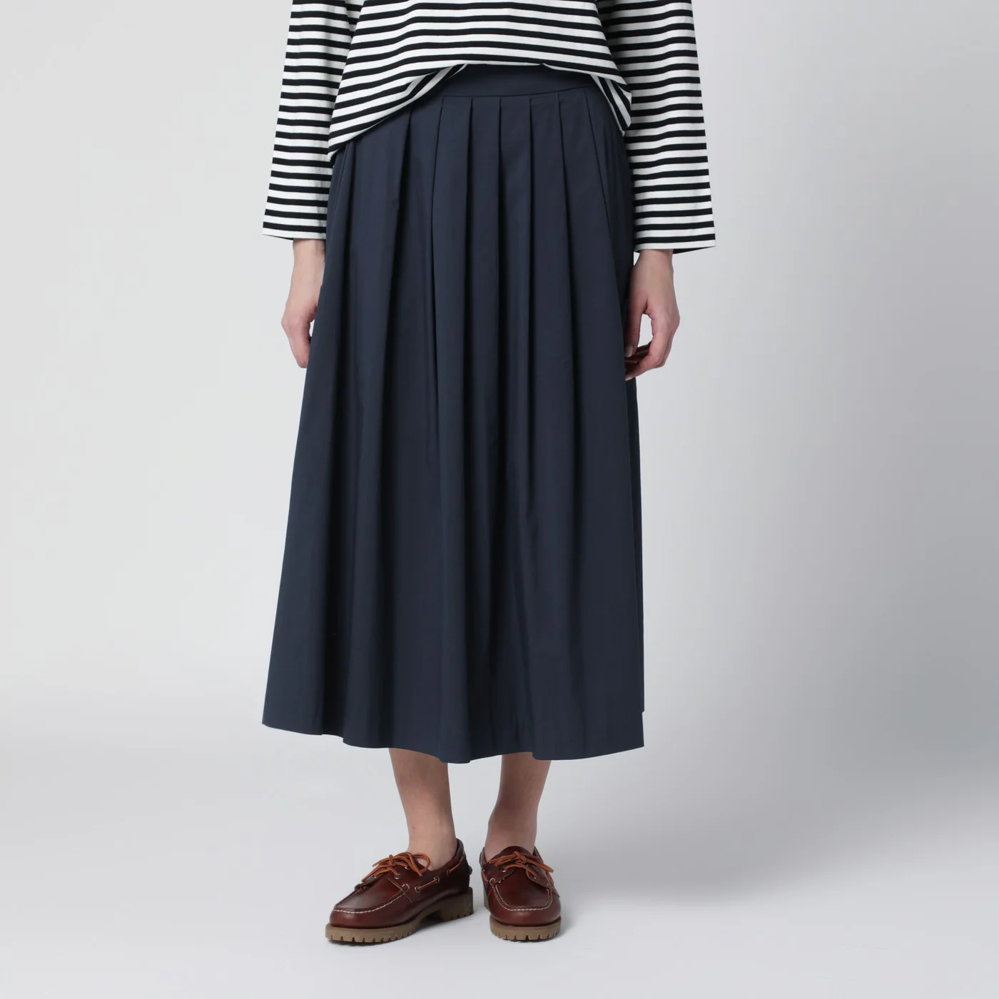 PT Torino Blue pleated cotton-blend skirt