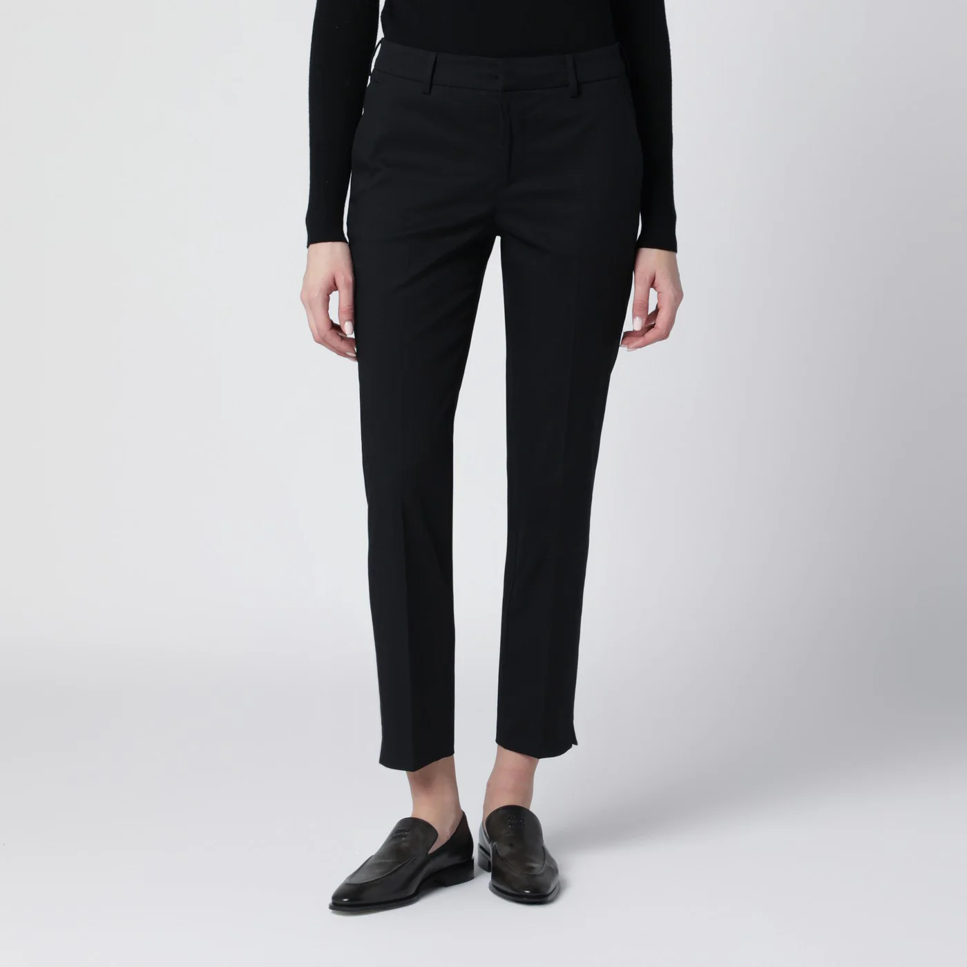 PT Torino Black slim-fit cotton-blend trousers