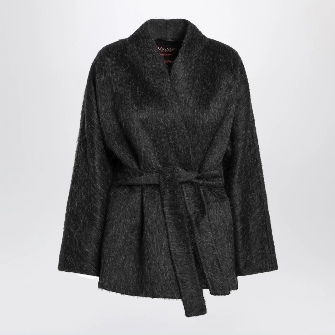 Max Mara Studio Anthracite cardigan jacket in wool and alpaca