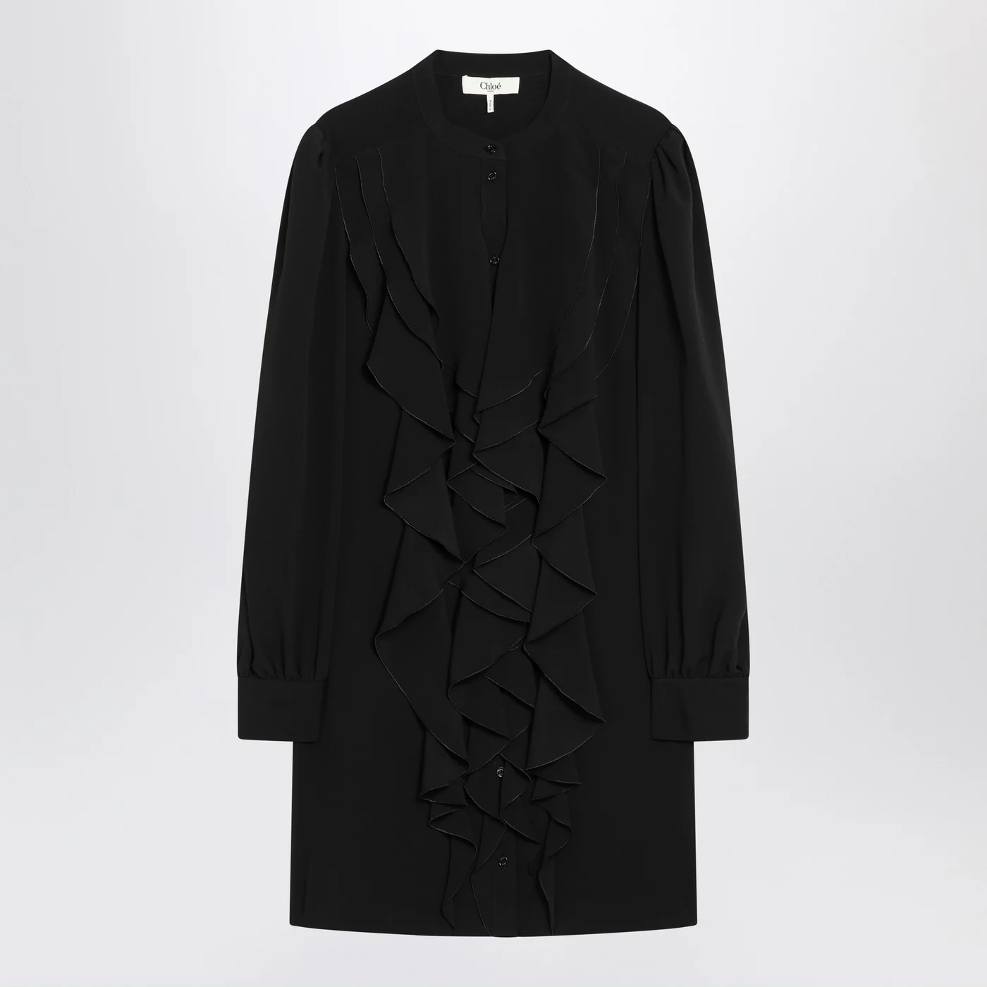 Chloé Black ruffled dress in silk blend