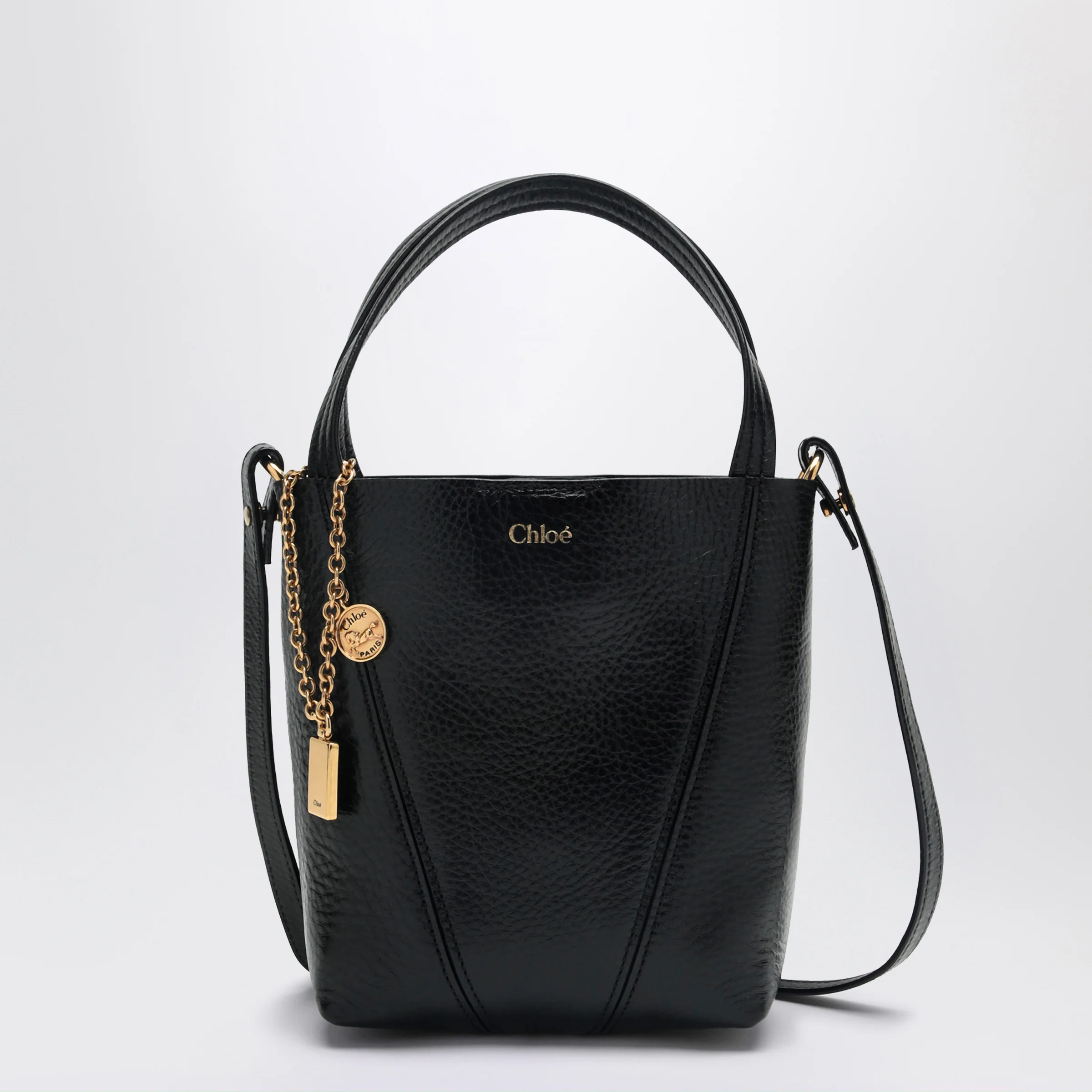 Chloé Small Spin black leather tote bag